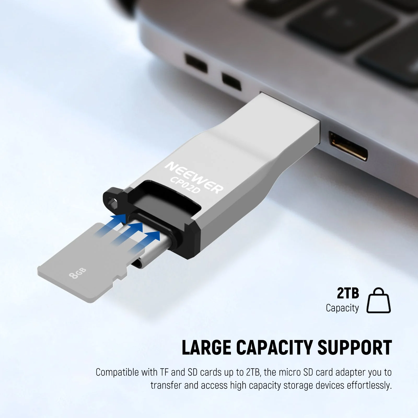 NEEWER CP02D High Speed USB3.1 TF Micro SD Card Reader USB C USB A - Image 4
