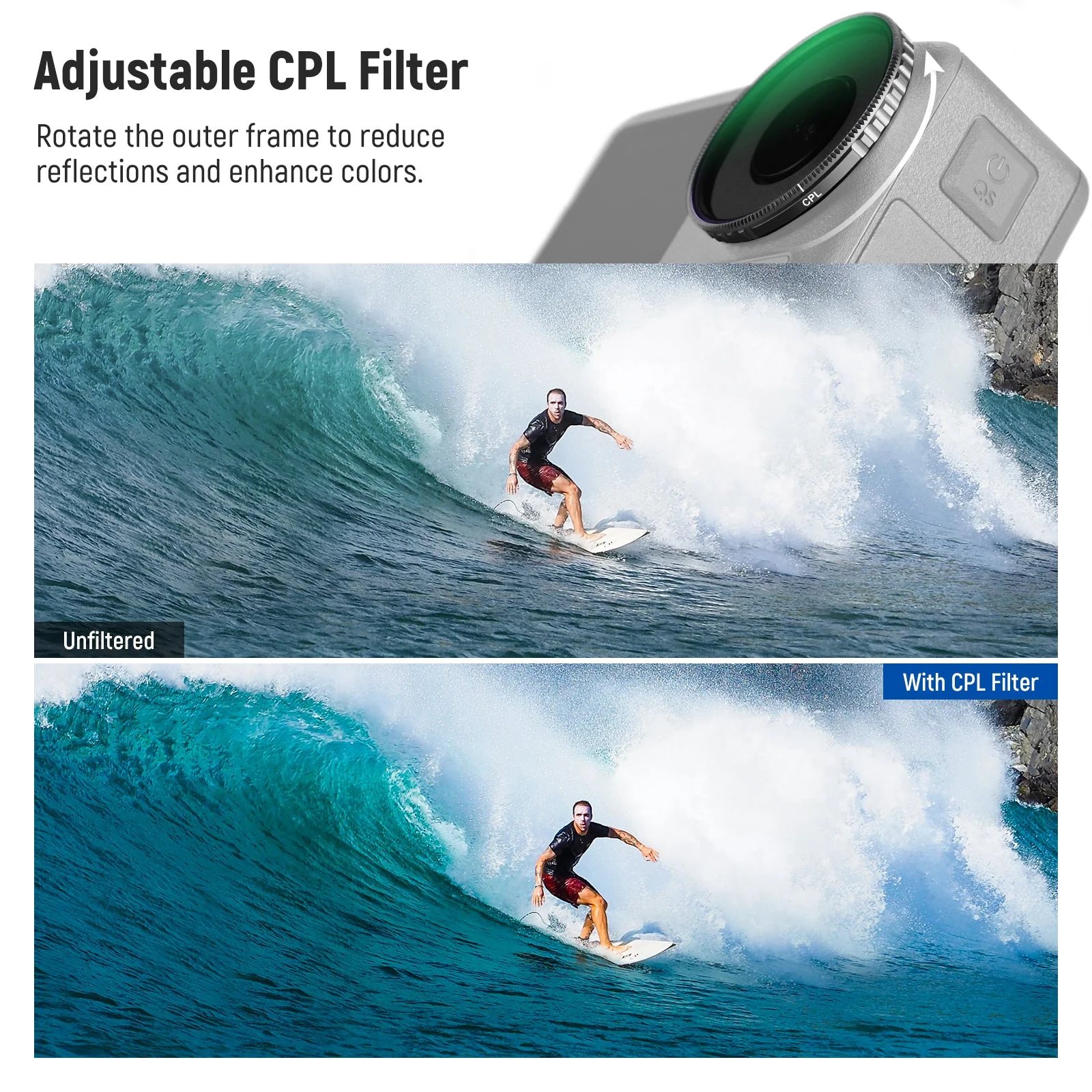 NEEWER CPL/Black Diffusion Filter For DJI Osmo Action 5 Pro/4 - Image 3
