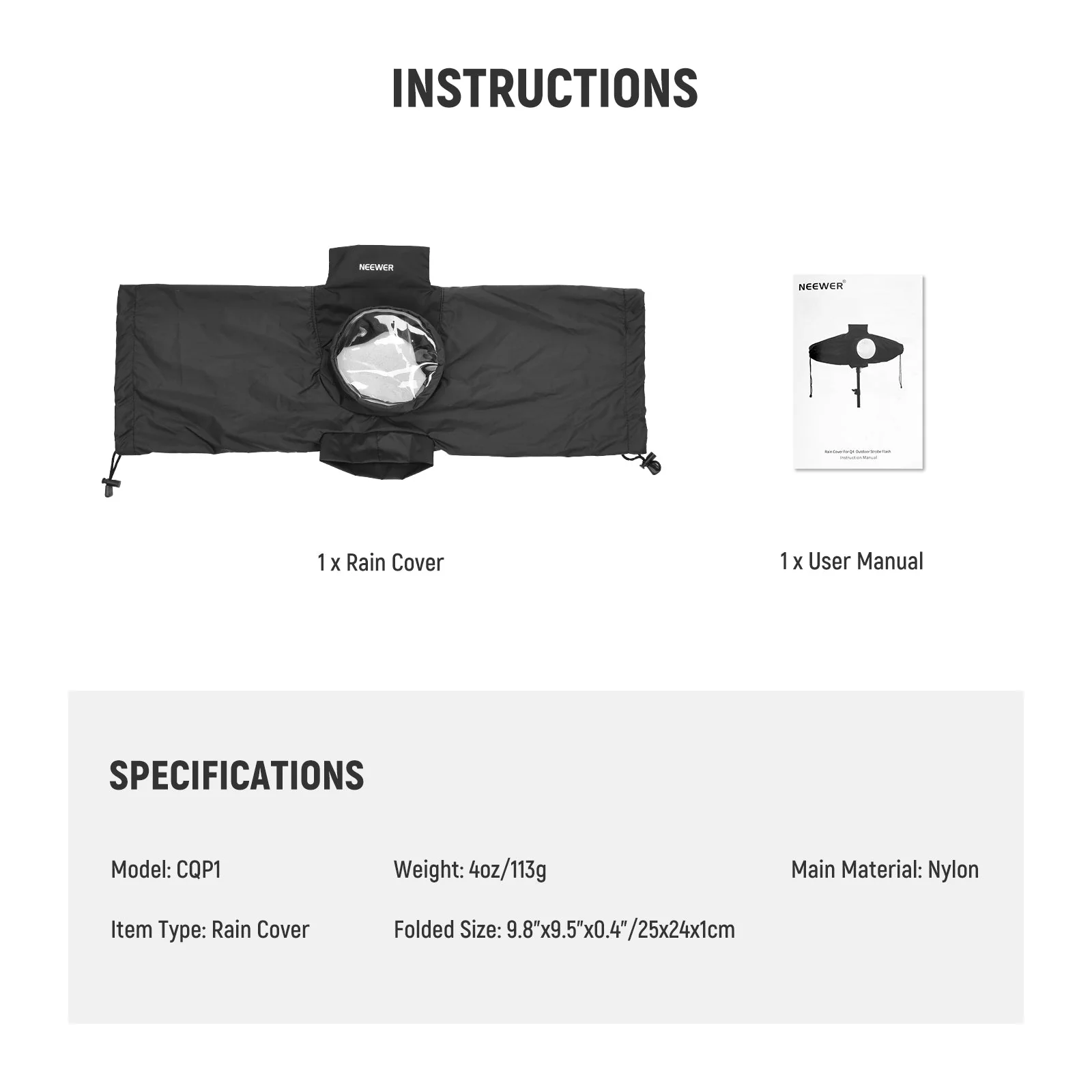 NEEWER CQP1 Rain Cover for Q4 Outdoor Strobe Flash - Image 8