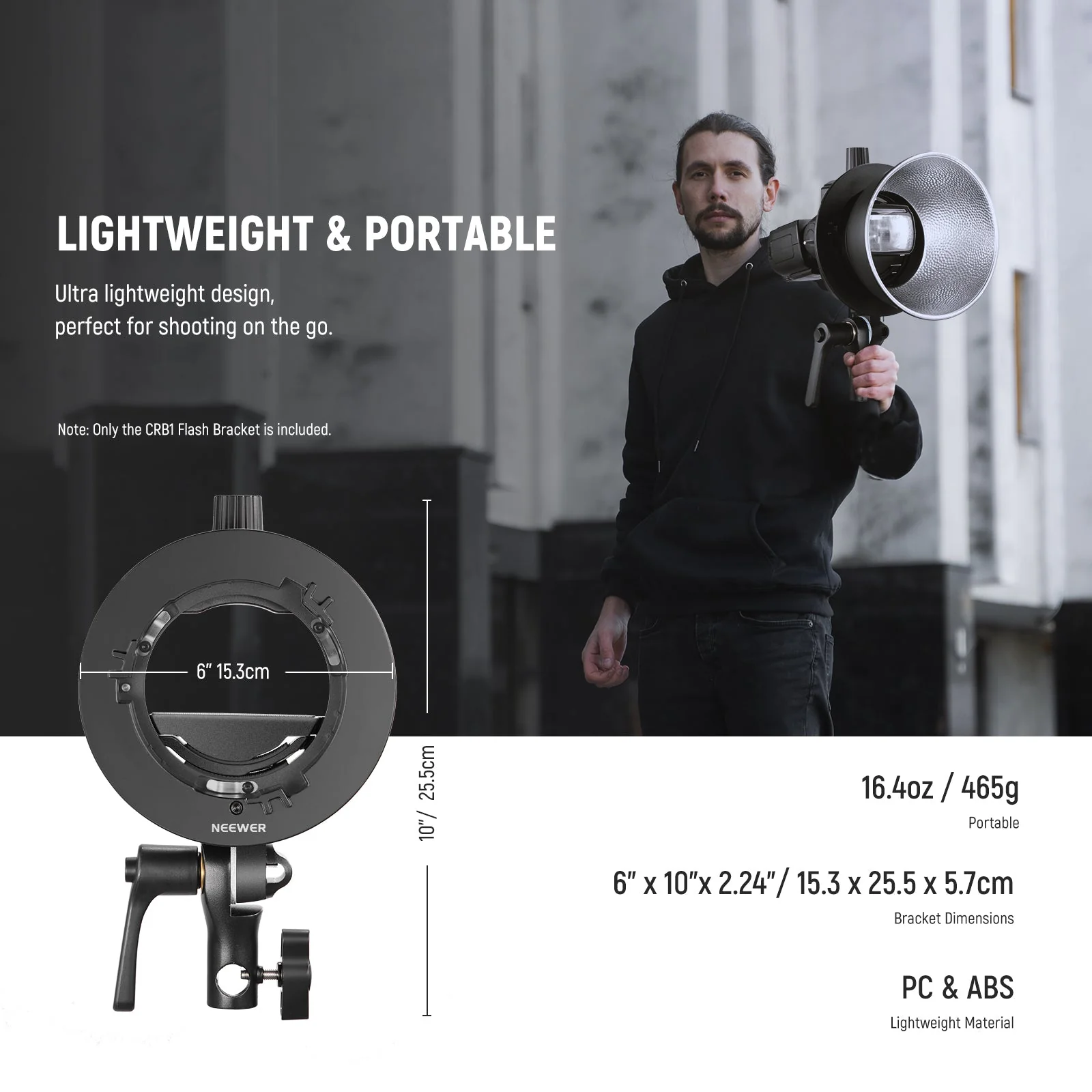 NEEWER CRB1 S-Type Bowens Mount Bracket Holder for Round Square Flash - Image 7