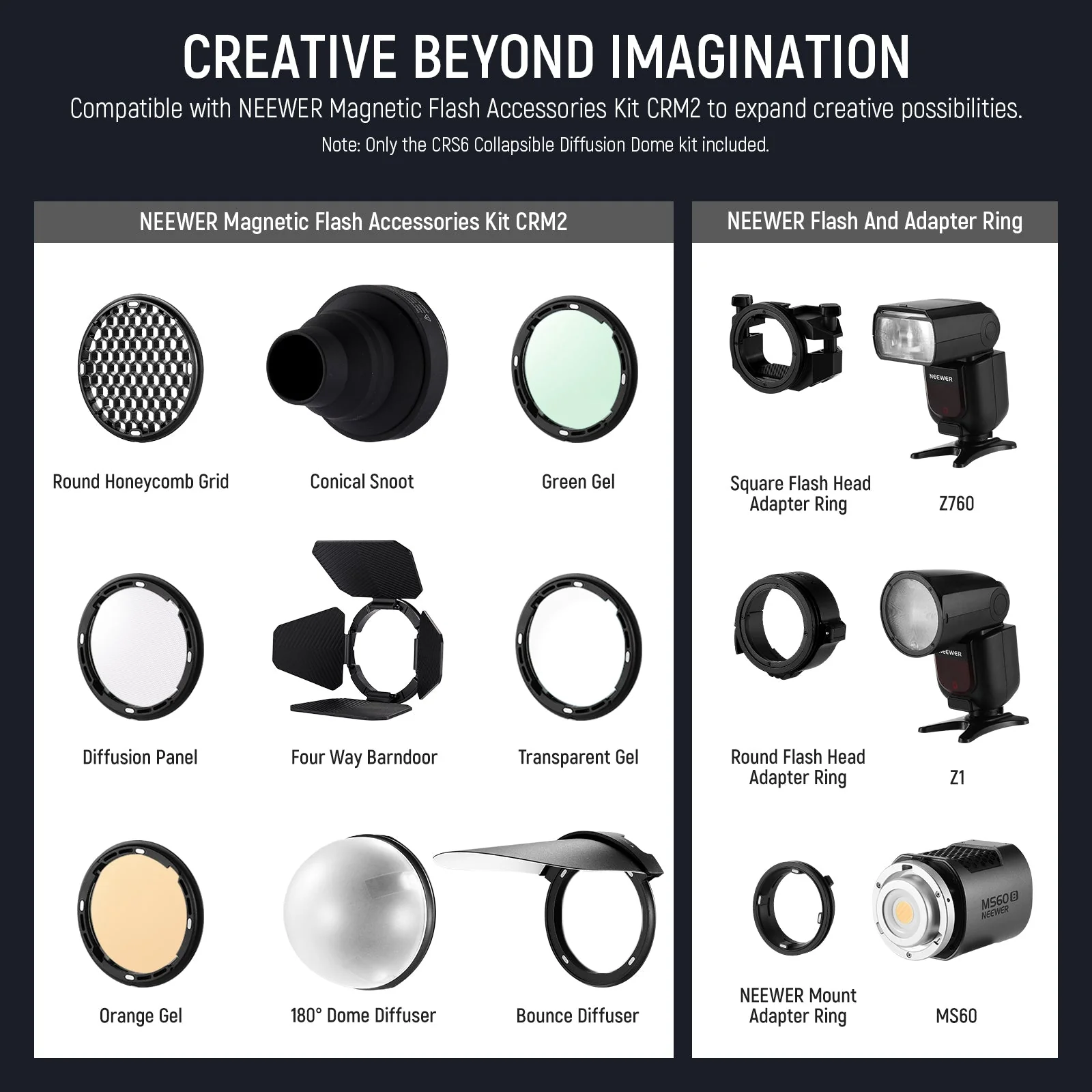 NEEWER CRS6 Diffusion Dome for Round/Square Flash NEEWER Mount - Image 7