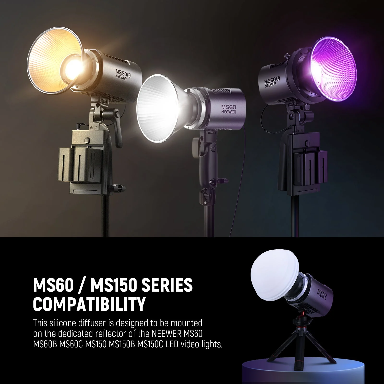 NEEWER CRS8 Light Diffuser Dome for MS60/MS150 Video Lights - Image 3