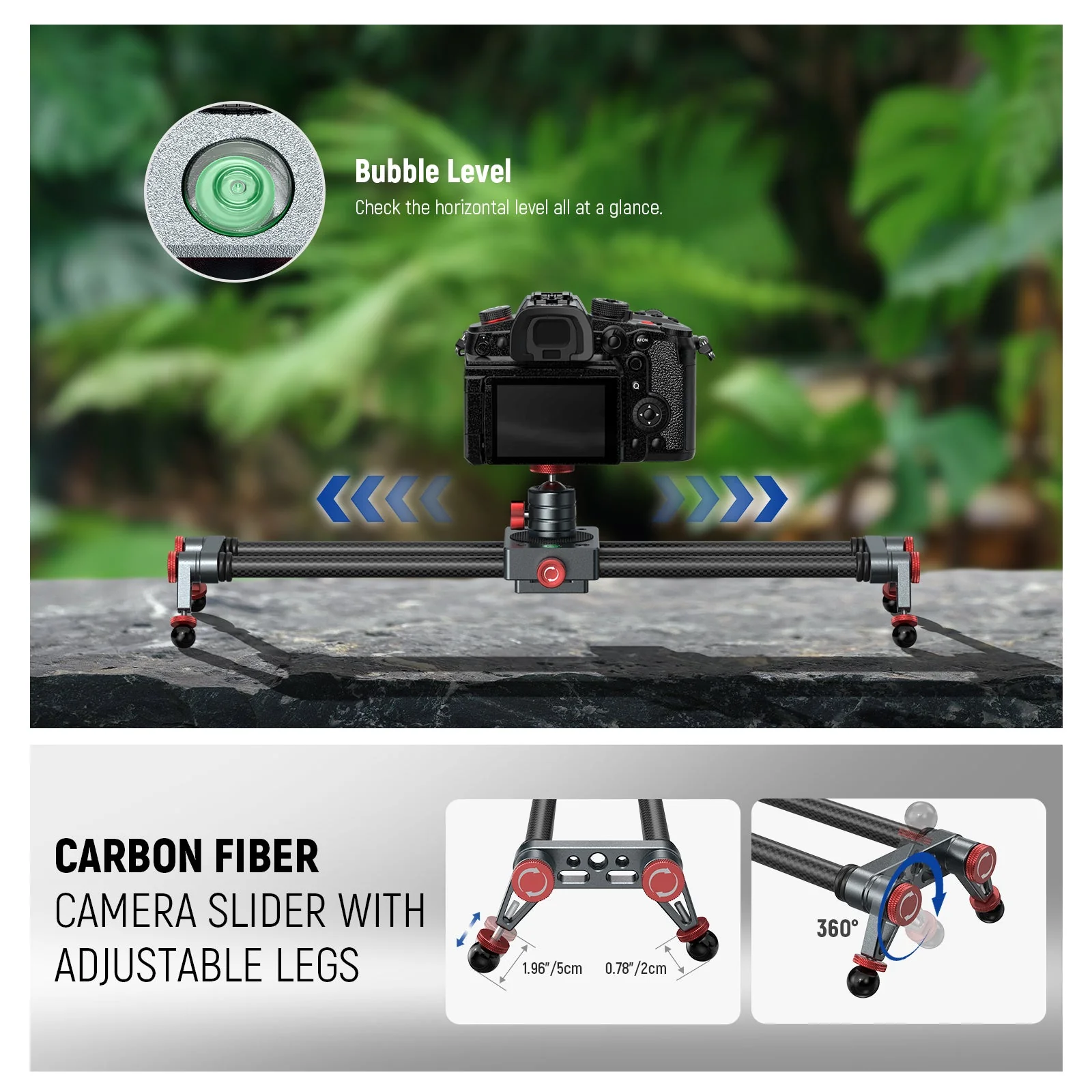 NEEWER CS1M/CS2M Carbon Fiber Camera Slider - Image 3
