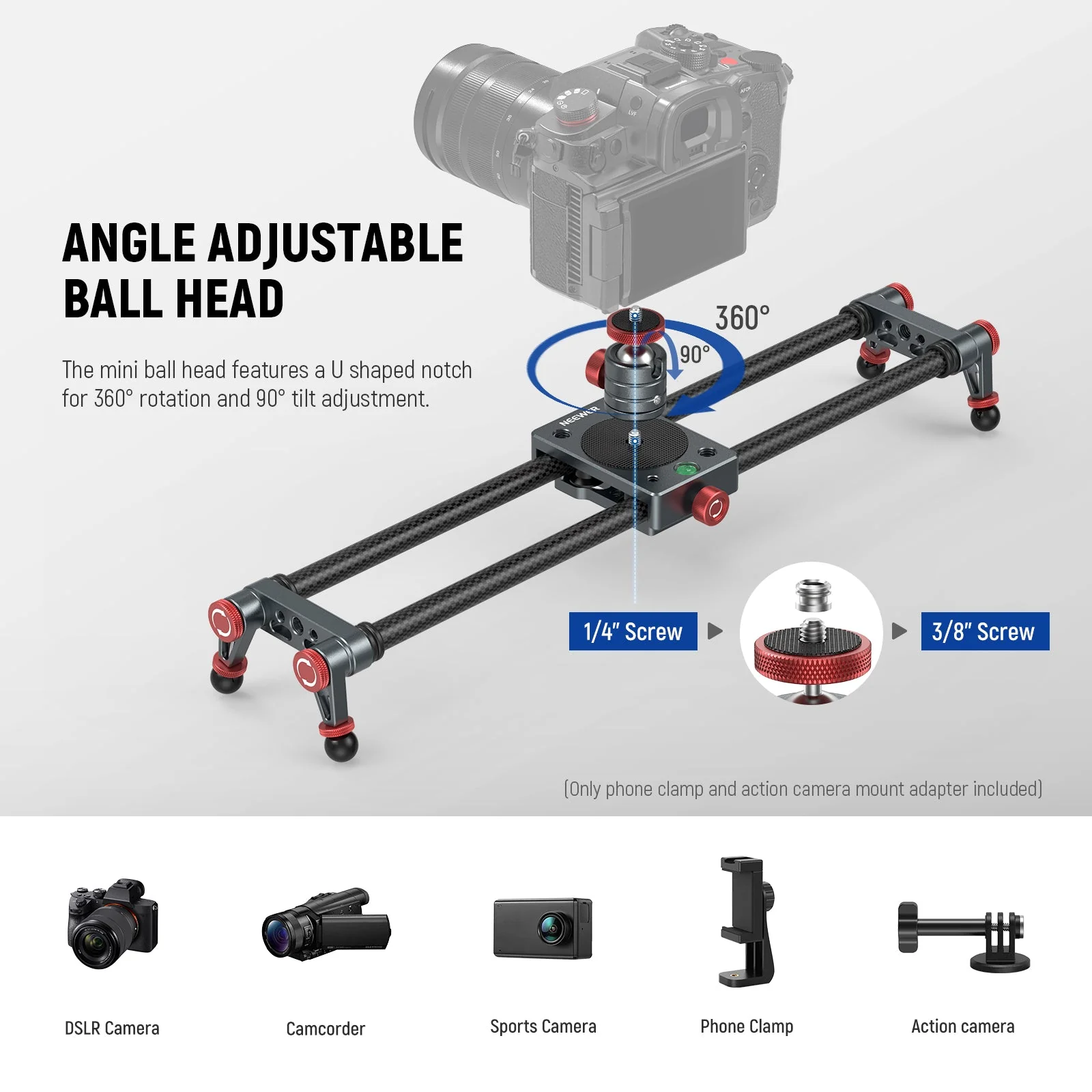 NEEWER CS1M/CS2M Carbon Fiber Camera Slider - Image 4