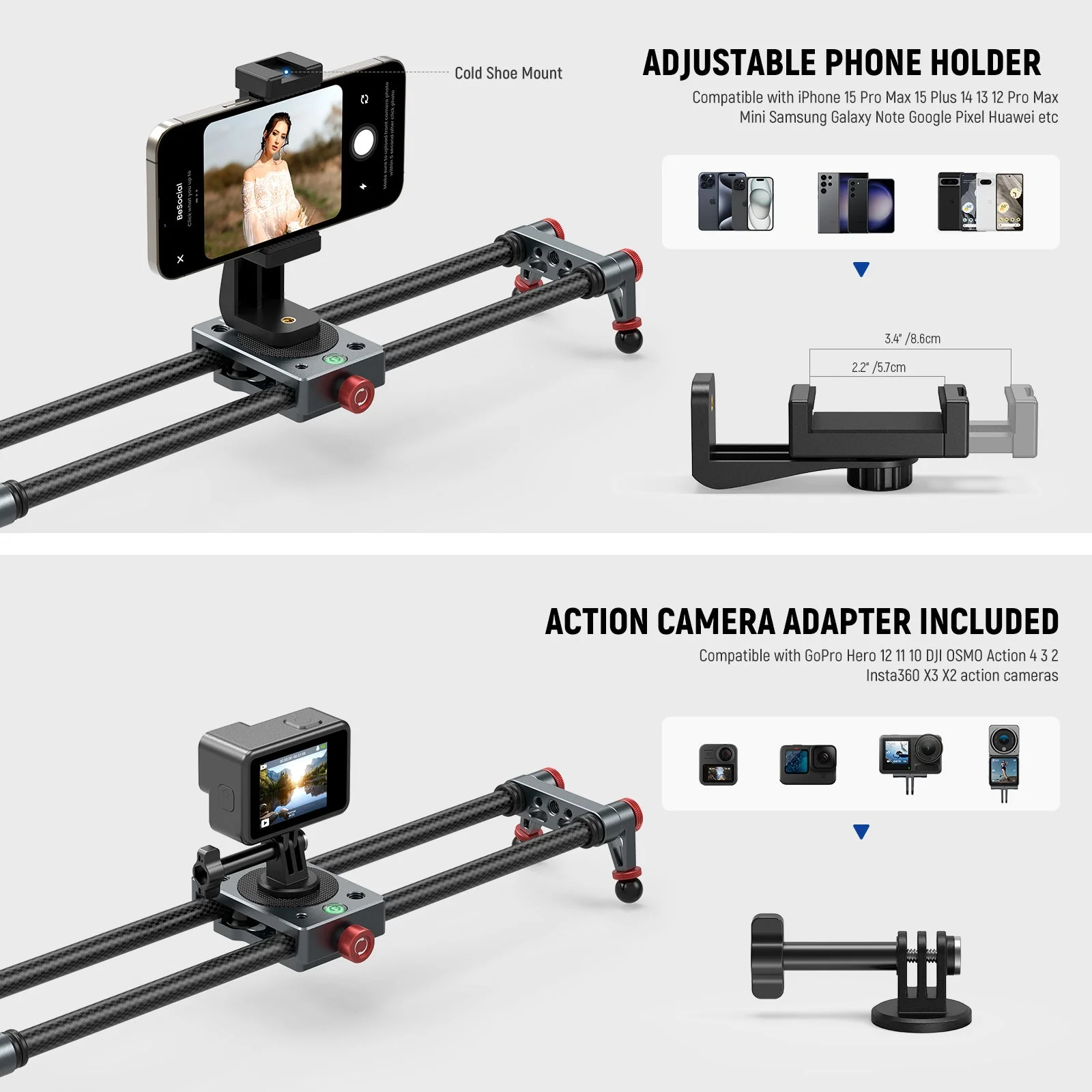 NEEWER CS1M/CS2M Carbon Fiber Camera Slider - Image 5