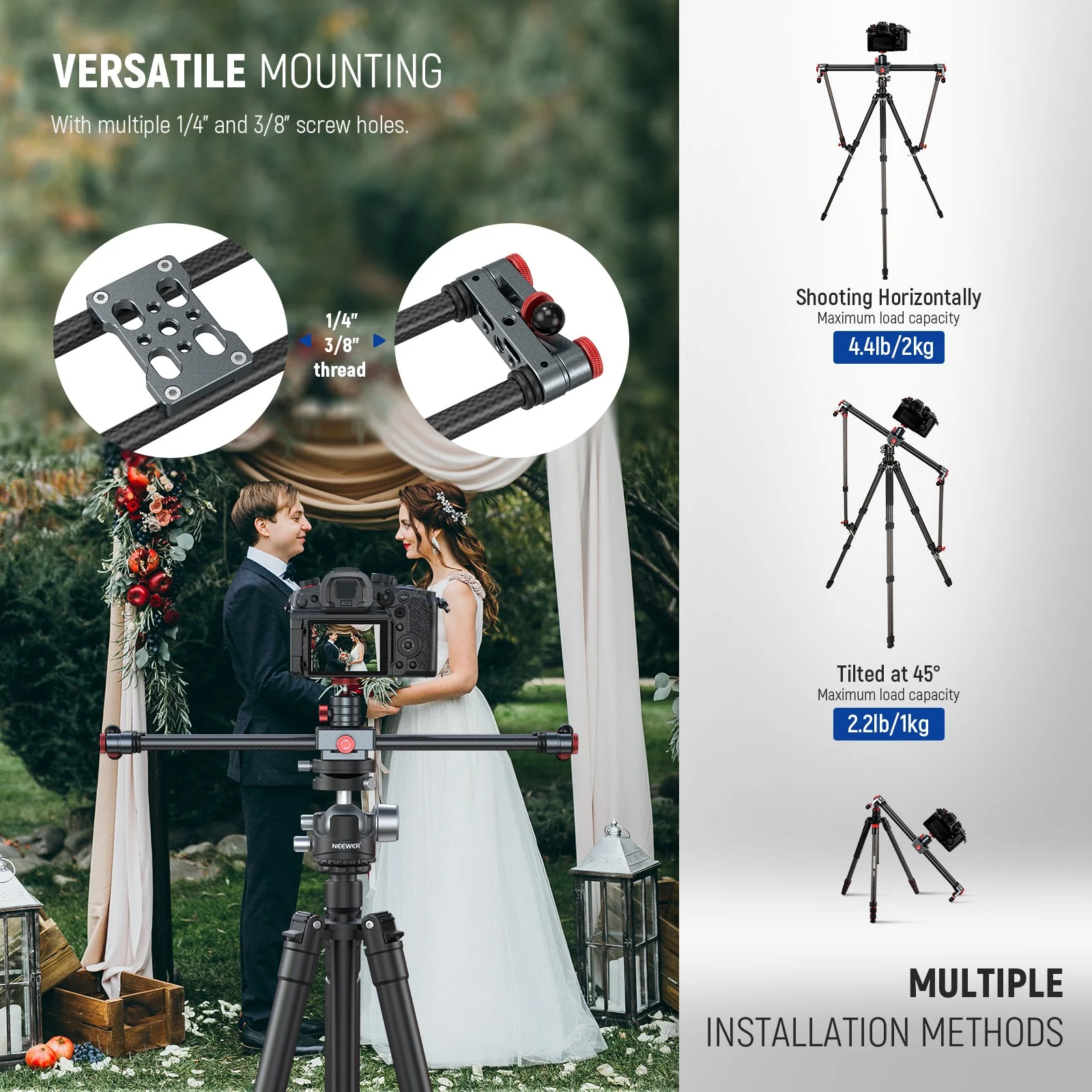NEEWER CS1M/CS2M Carbon Fiber Camera Slider - Image 6