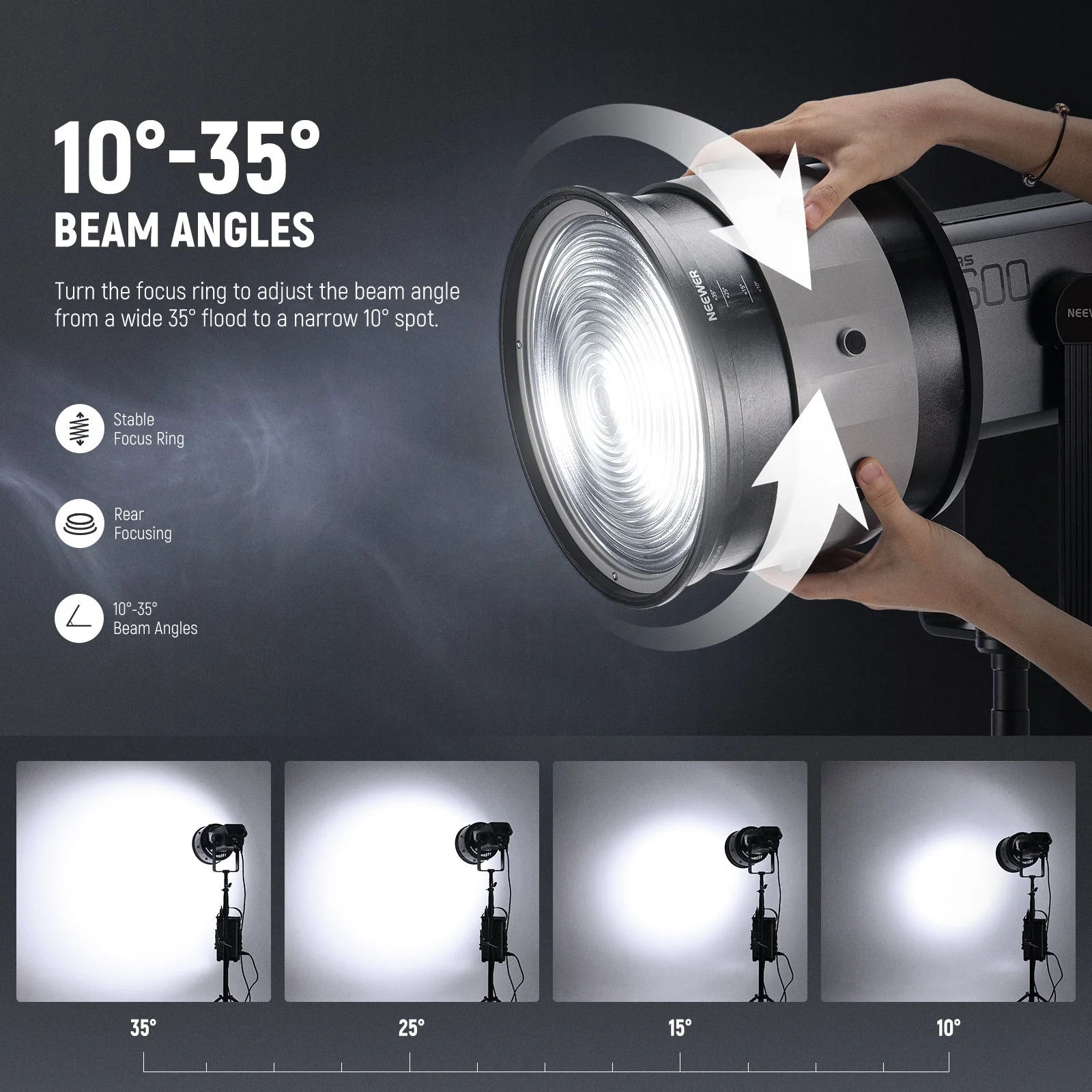 NEEWER CSF10 10" Fresnel Lens with 10-35° Beam Angle - Image 7