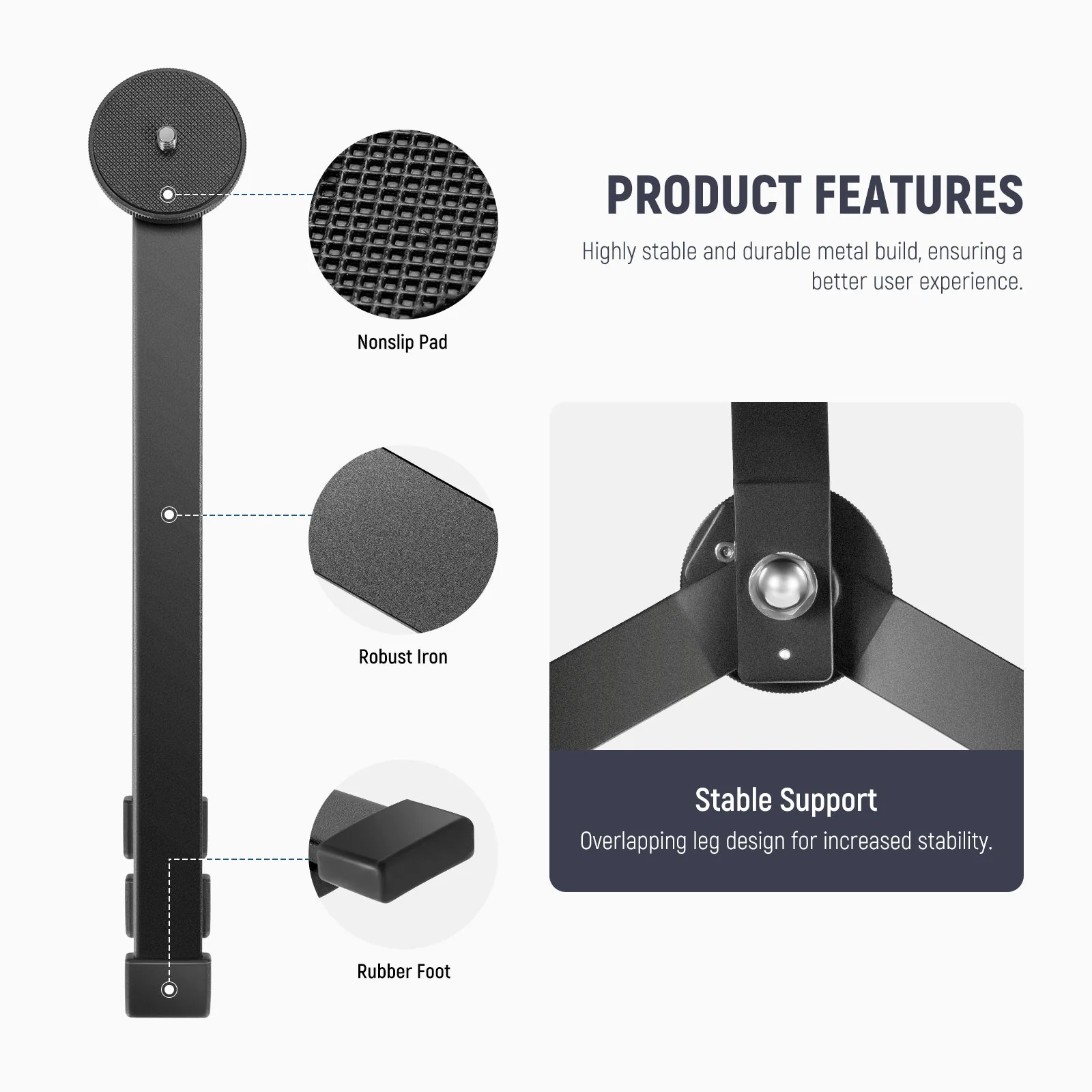 NEEWER CTN5 Metal Mini Tripod Base For Tube Light Wand Stick - Image 4