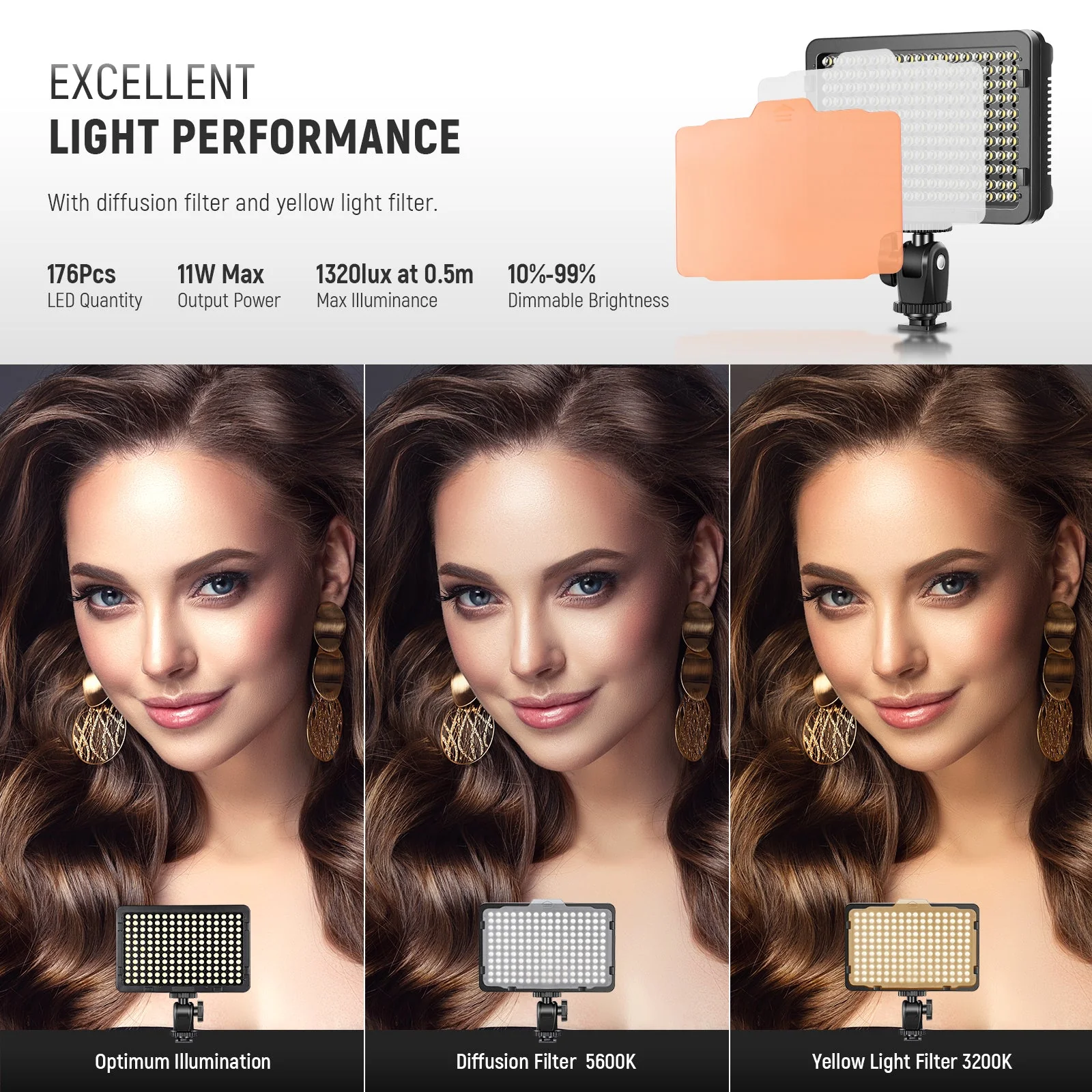 NEEWER 176 Bi-Color LED Panel Light Kit with Case - Image 3