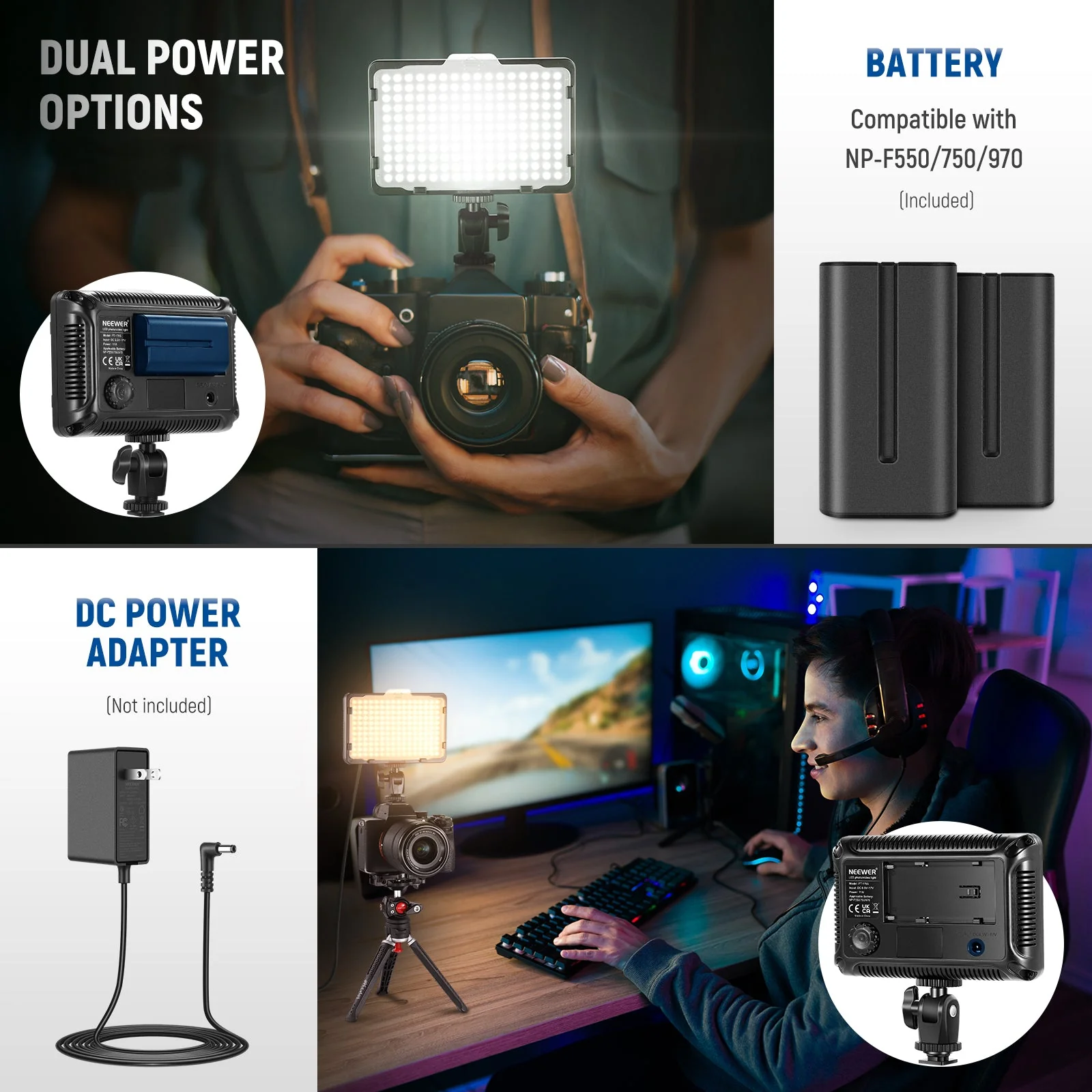 NEEWER 176 Bi-Color LED Panel Light Kit with Case - Image 5