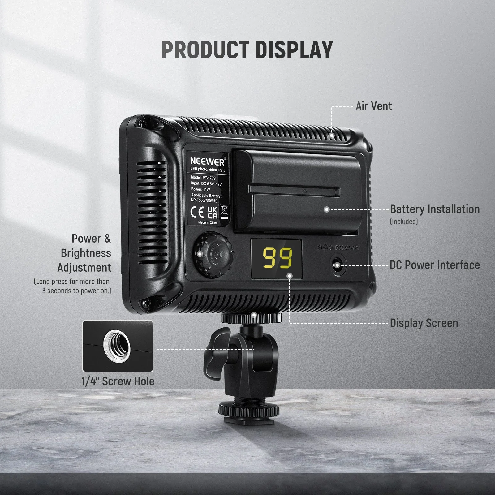 NEEWER 176 Bi-Color LED Panel Light Kit with Case - Image 9