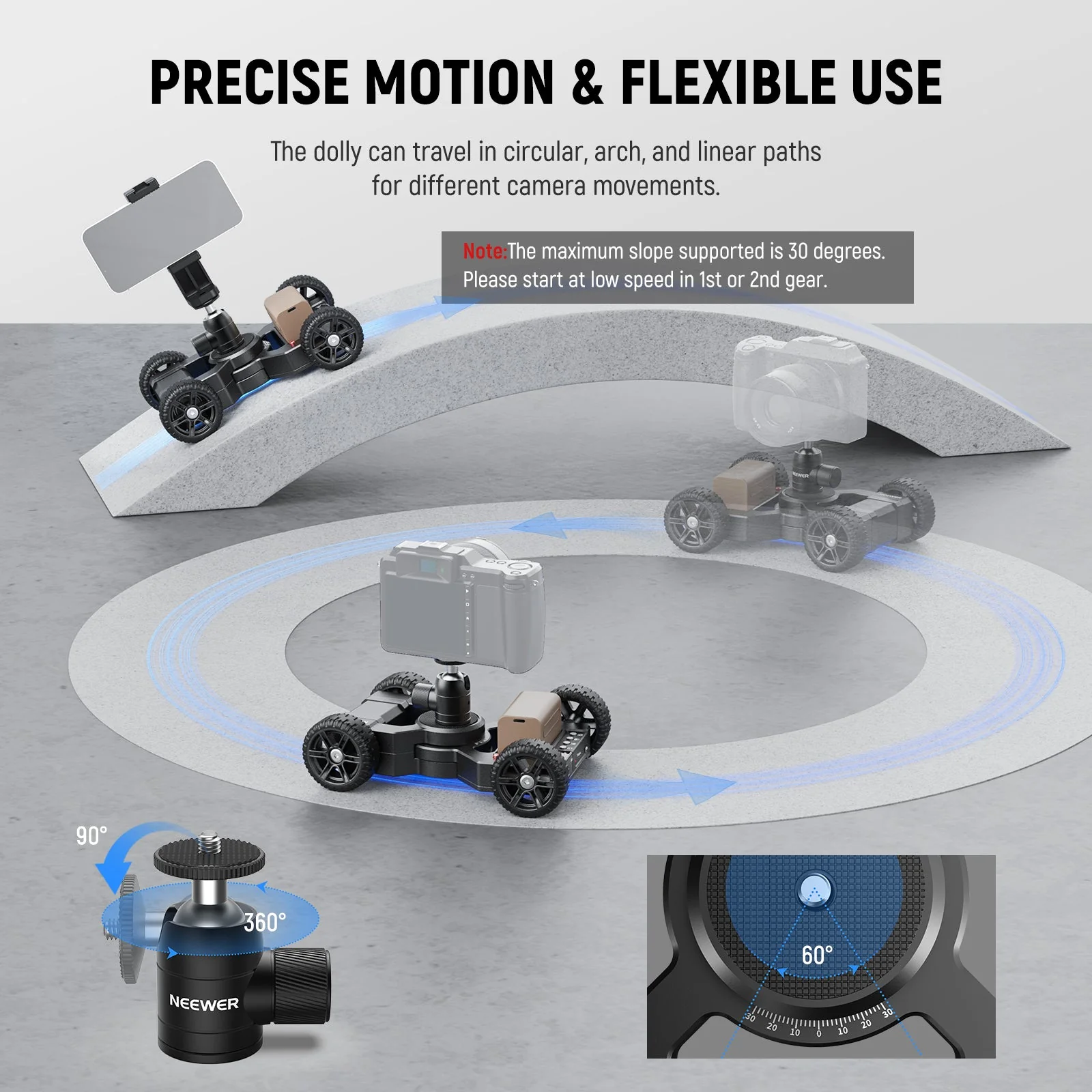 NEEWER DL400 Upgraded Motorized Camera Slider Dolly - Image 3