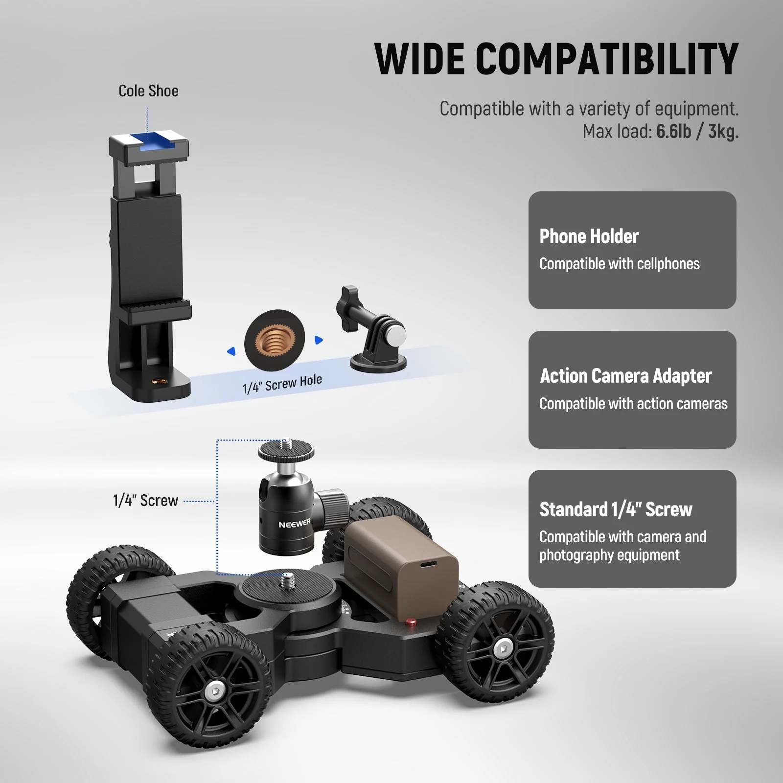 NEEWER DL400 Upgraded Motorized Camera Slider Dolly - Image 4