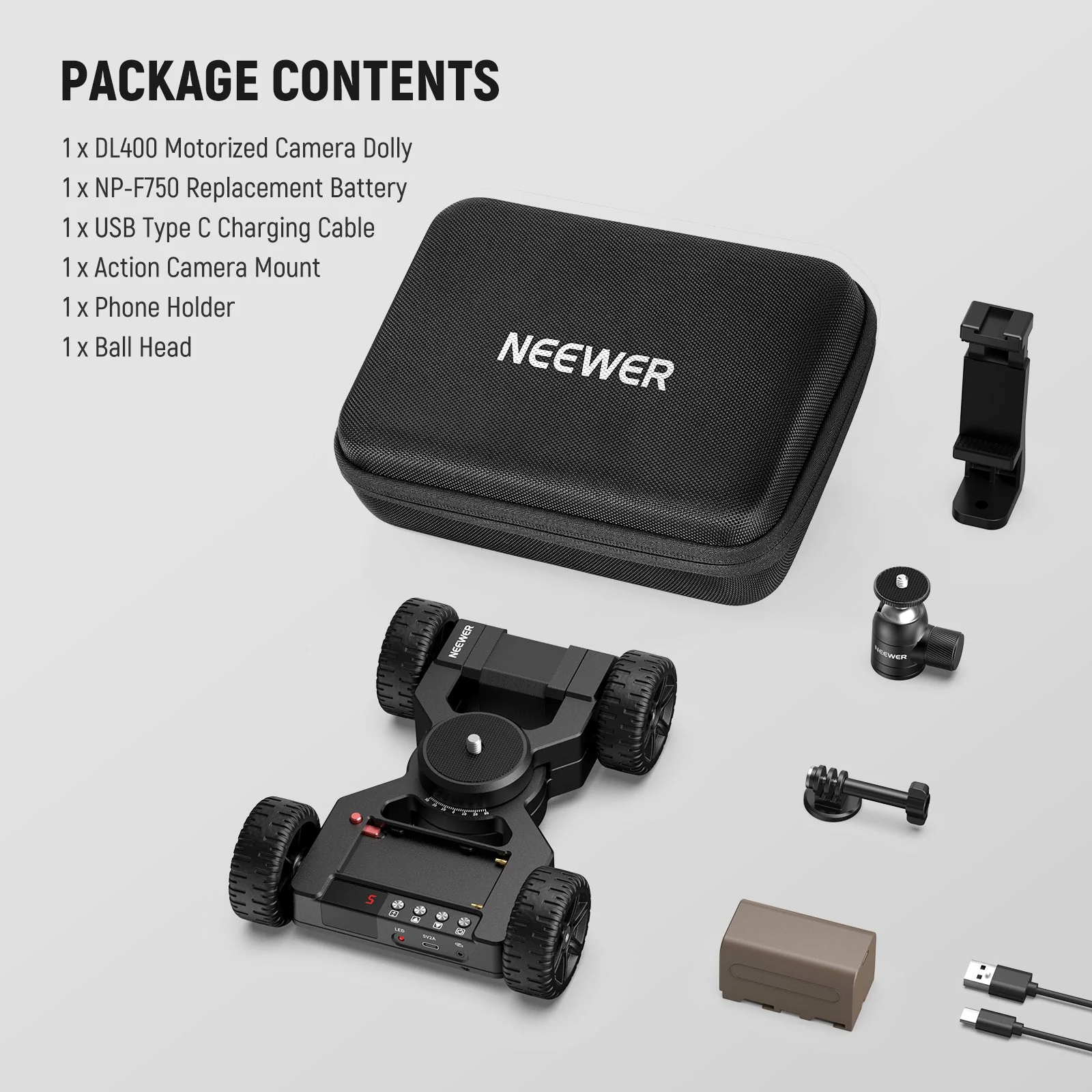 NEEWER DL400 Upgraded Motorized Camera Slider Dolly - Image 9
