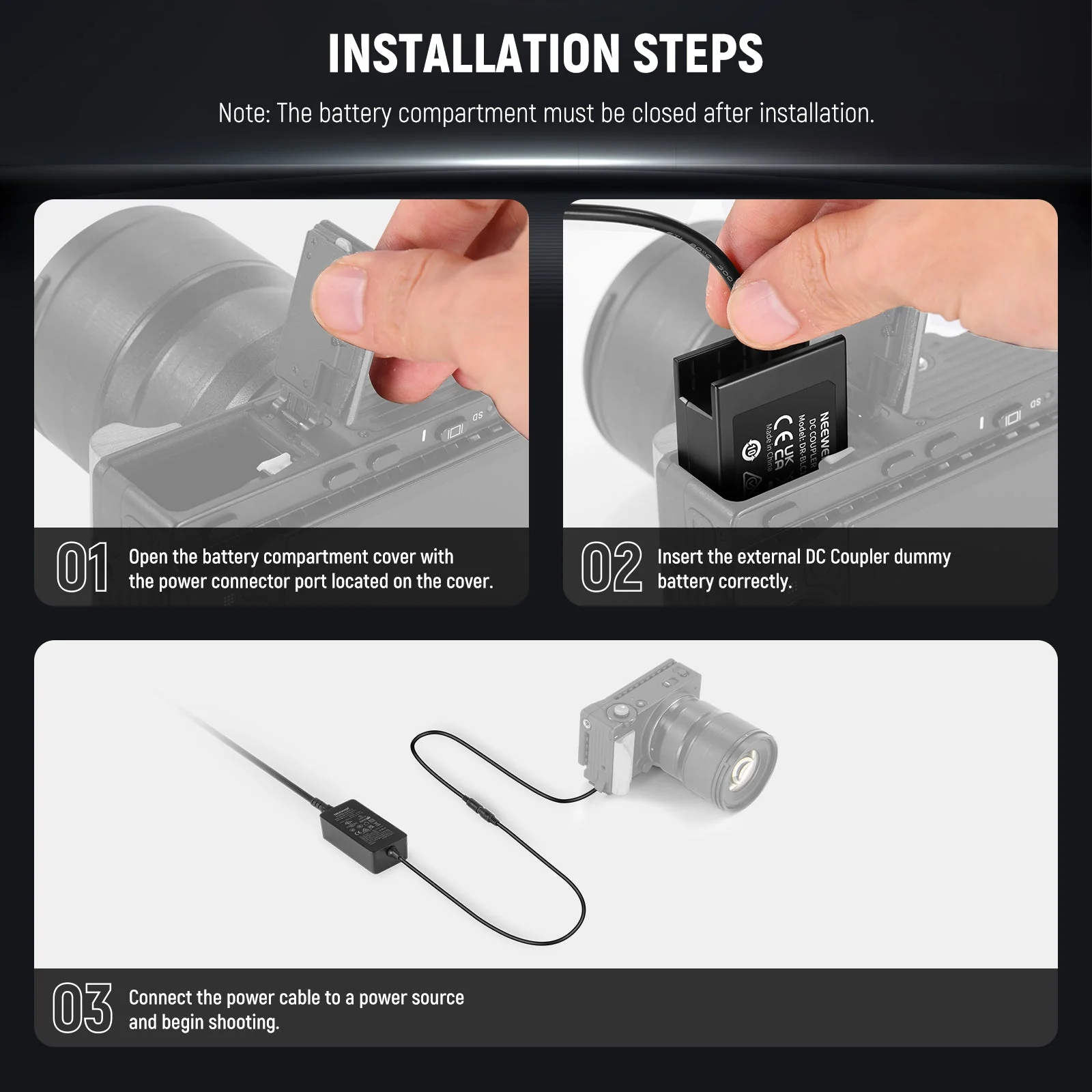 NEEWER DMW-BLC12 Dummy Battery Coupler Kit - Image 7