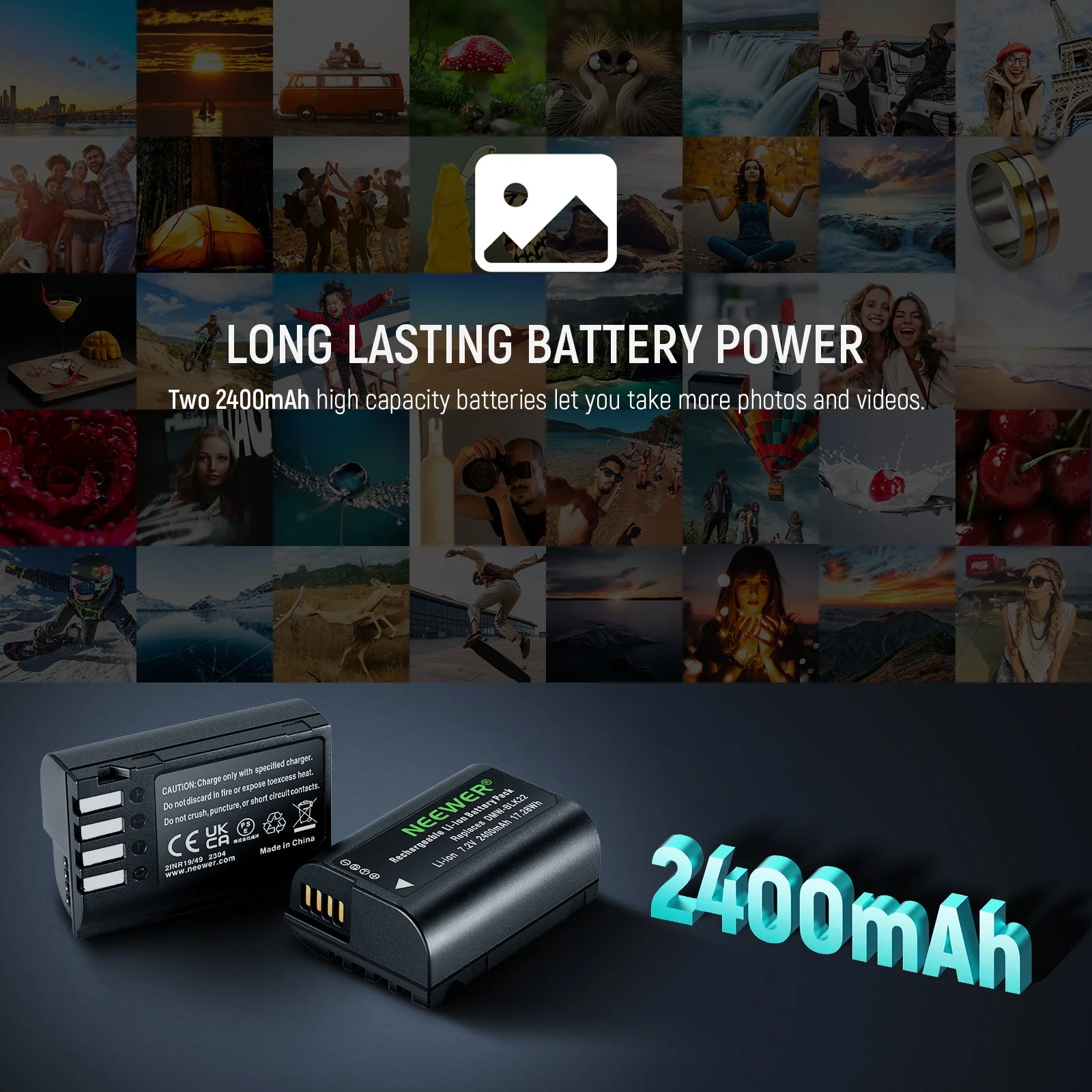 NEEWER Replacement Battery and Charger Set for DMW-BLK22 Lumix - Image 3