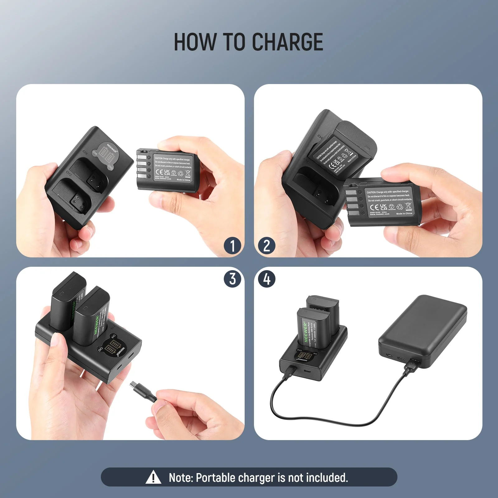 NEEWER Replacement Battery and Charger Set for DMW-BLK22 Lumix - Image 9