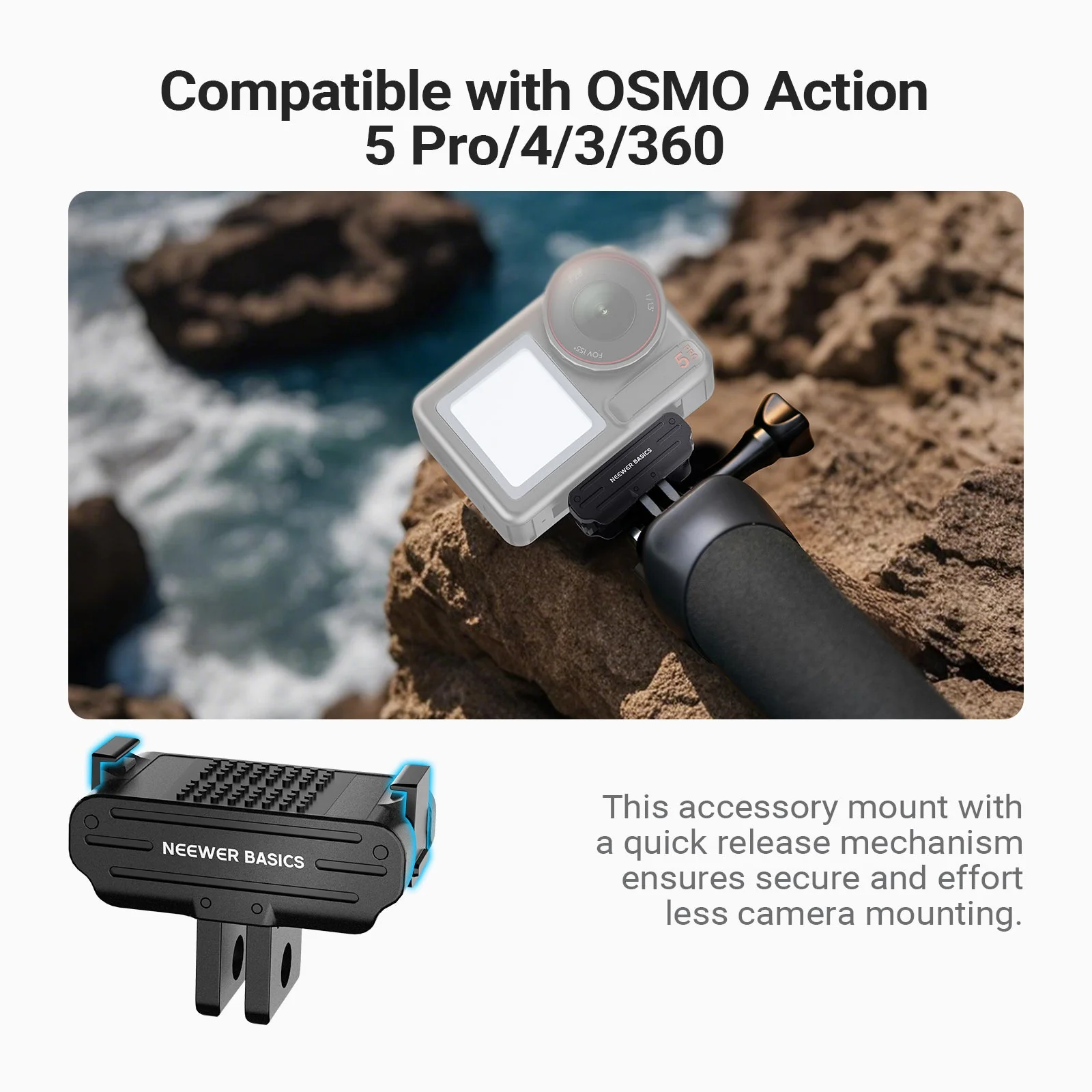 NEEWER BASICS DP04 Magnetic Mount For DJI Osmo 360/Action 5 Pro/4/3 - Image 3