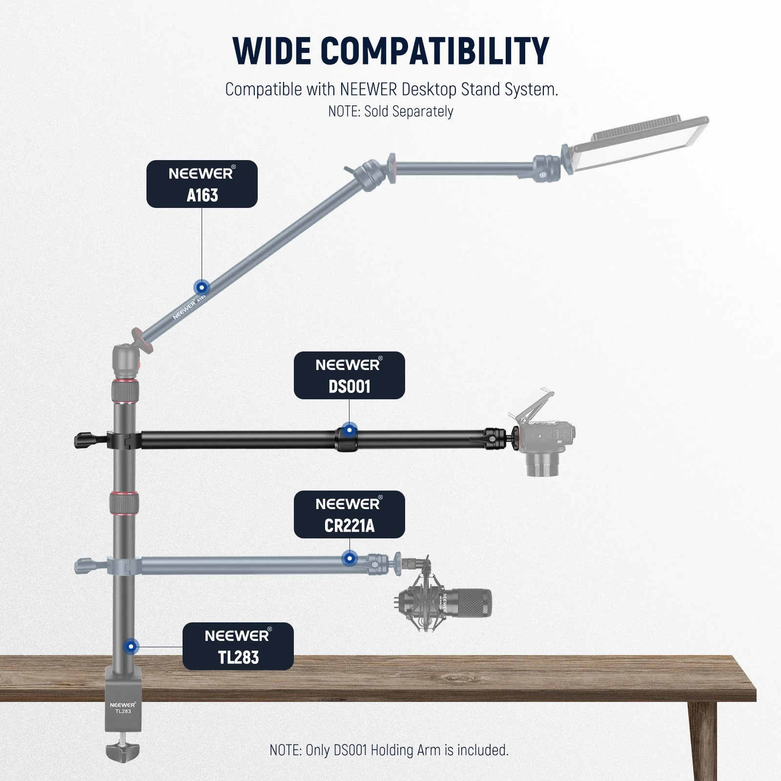 NEEWER DS001 Tabletop Overhead Camera Mount Arm - Image 4