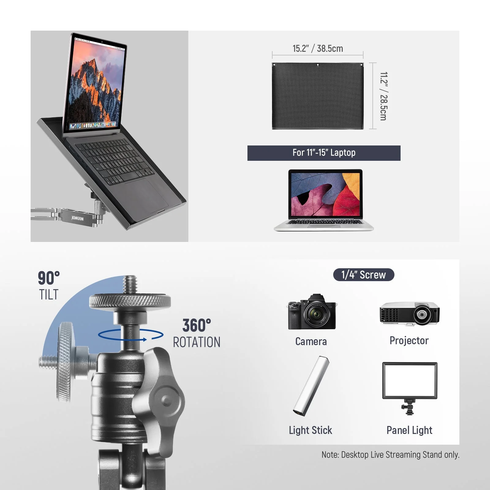 NEEWER DS002 Overhead Camera Rig Desk Mount - Image 6