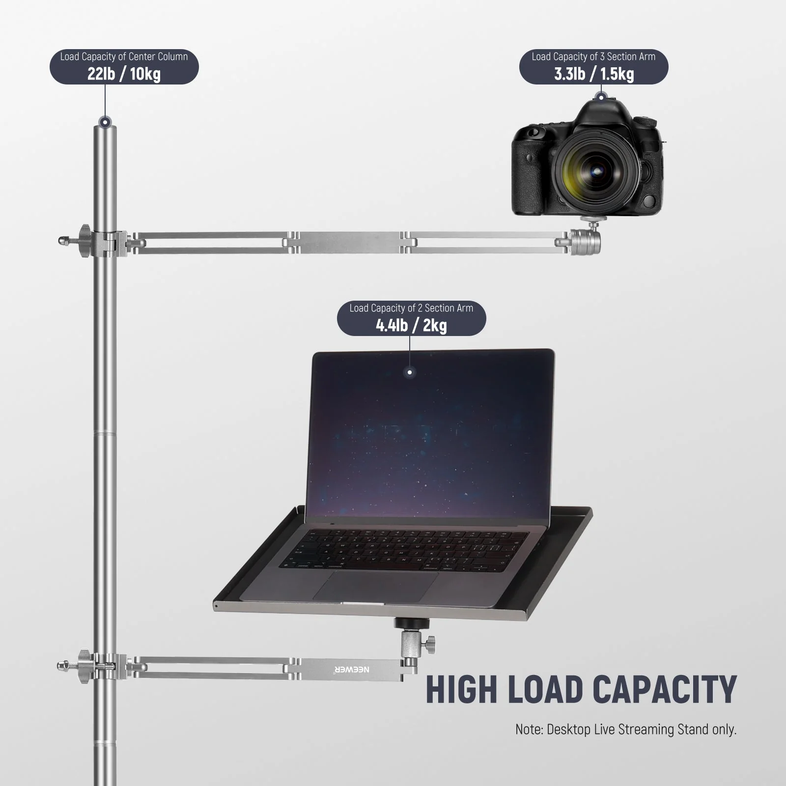 NEEWER DS002 Overhead Camera Rig Desk Mount - Image 7