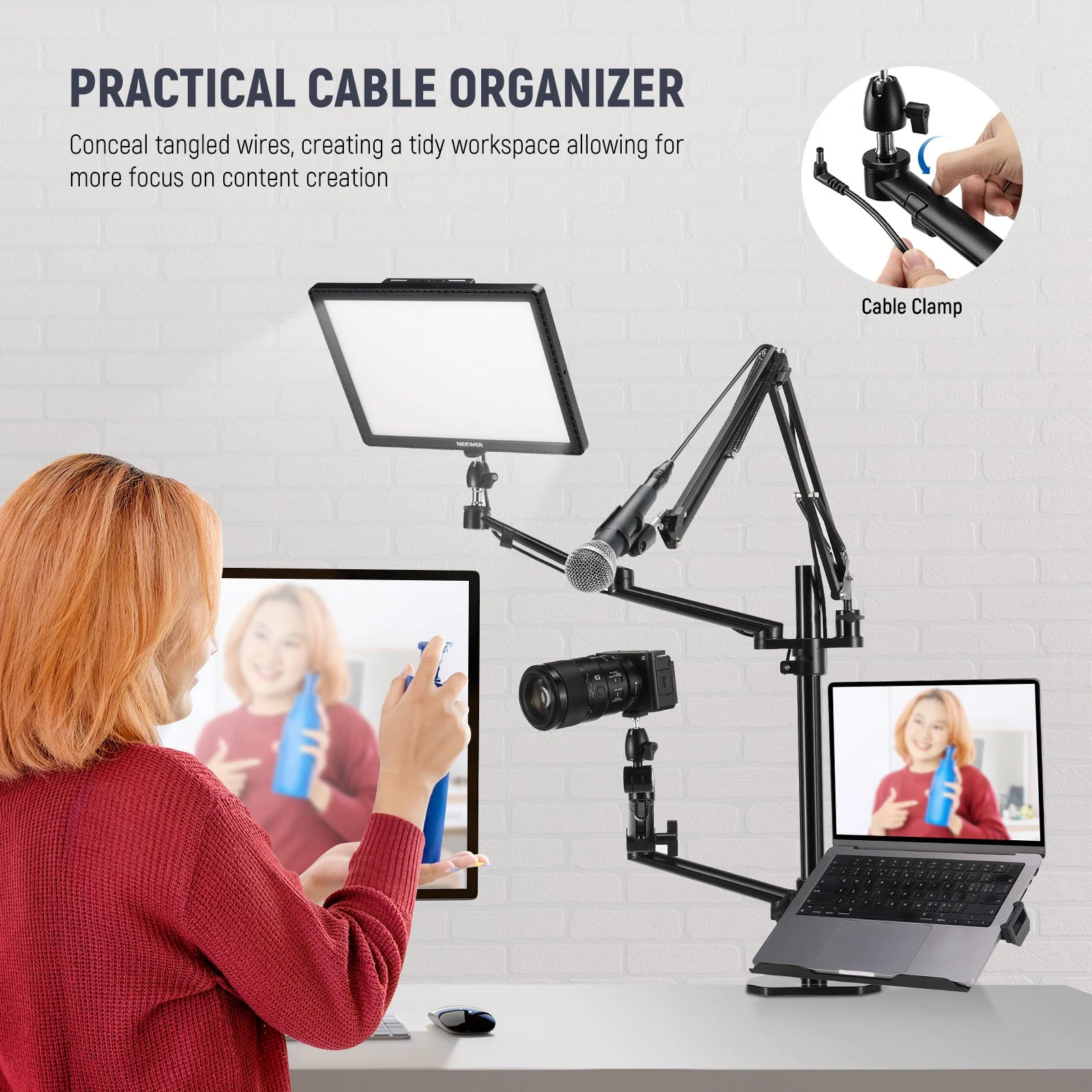 NEEWER DS007 Overhead Camera Stand Desk Mount Rig - Image 8
