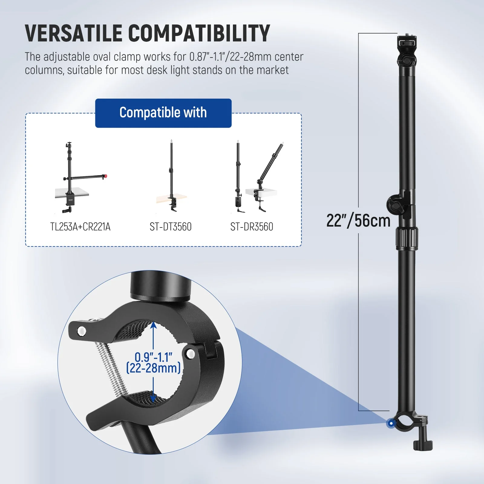 NEEWER DS009 Overhead Camera Mount Arm with Phone Clip - Image 3