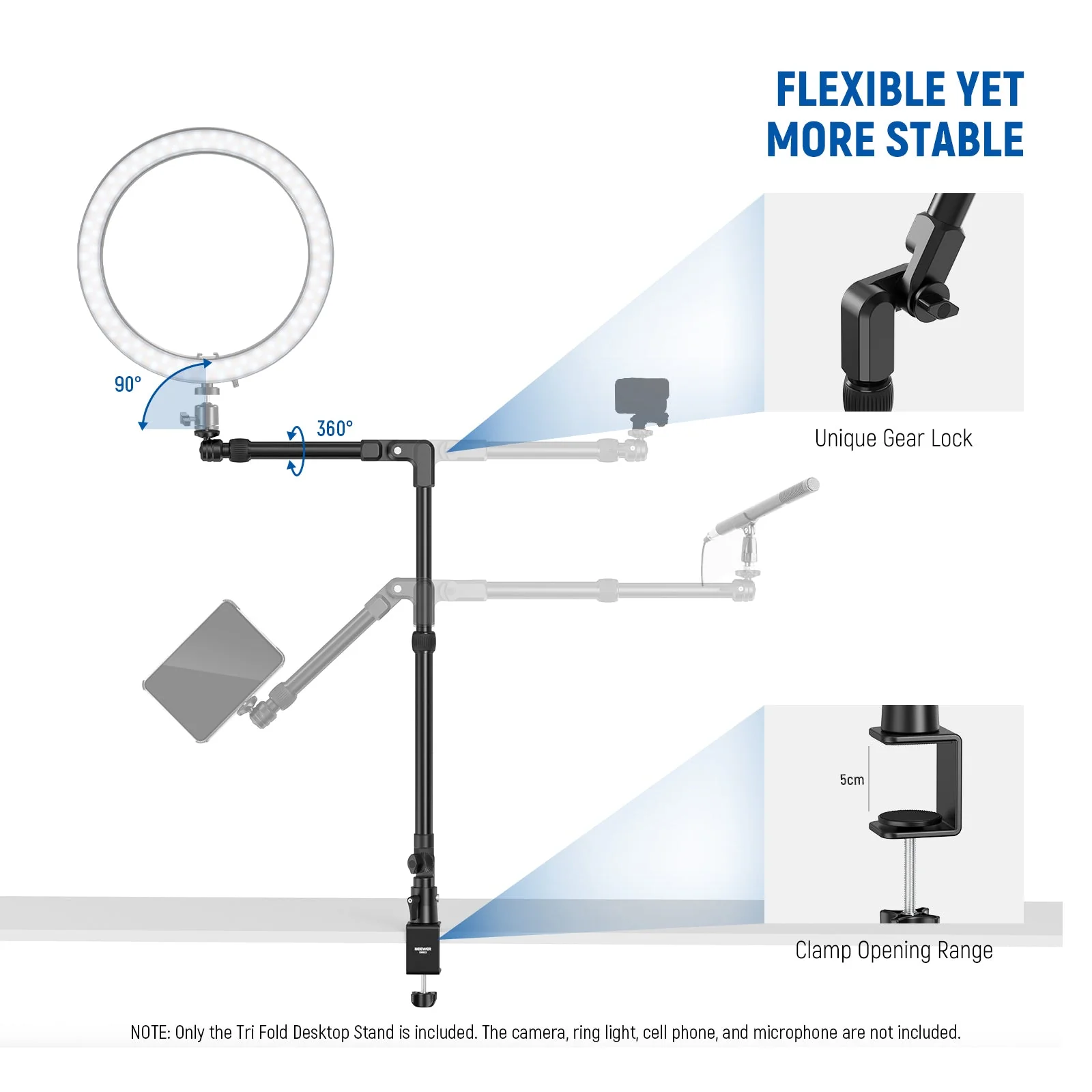 NEEWER DS023 45.5" Overhead Camera Desk Stand - Image 3