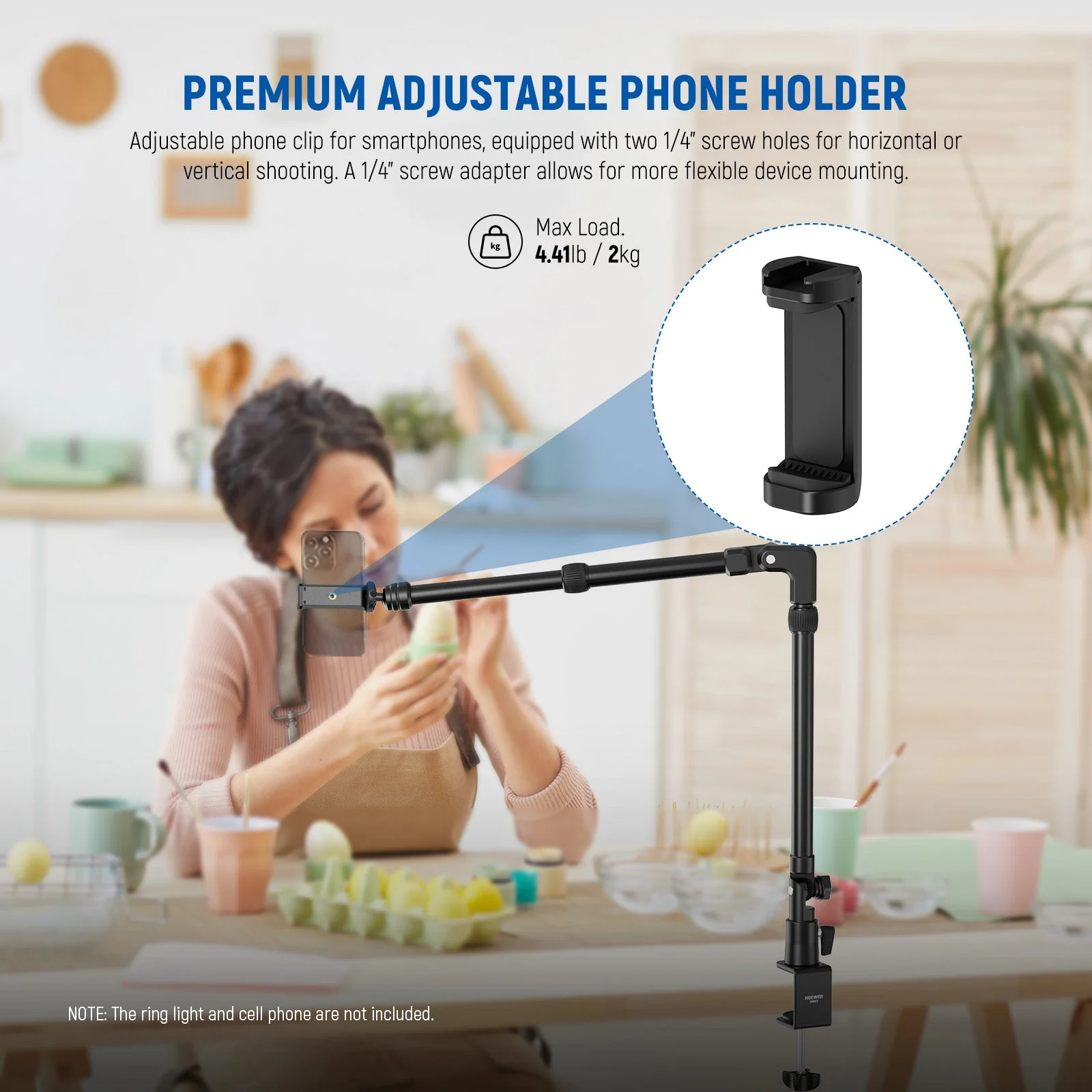 NEEWER DS023 45.5" Overhead Camera Desk Stand - Image 4