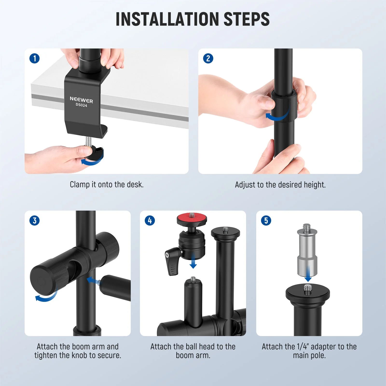NEEWER DS024 Flexible Overhead Camera Table Stand - Image 6
