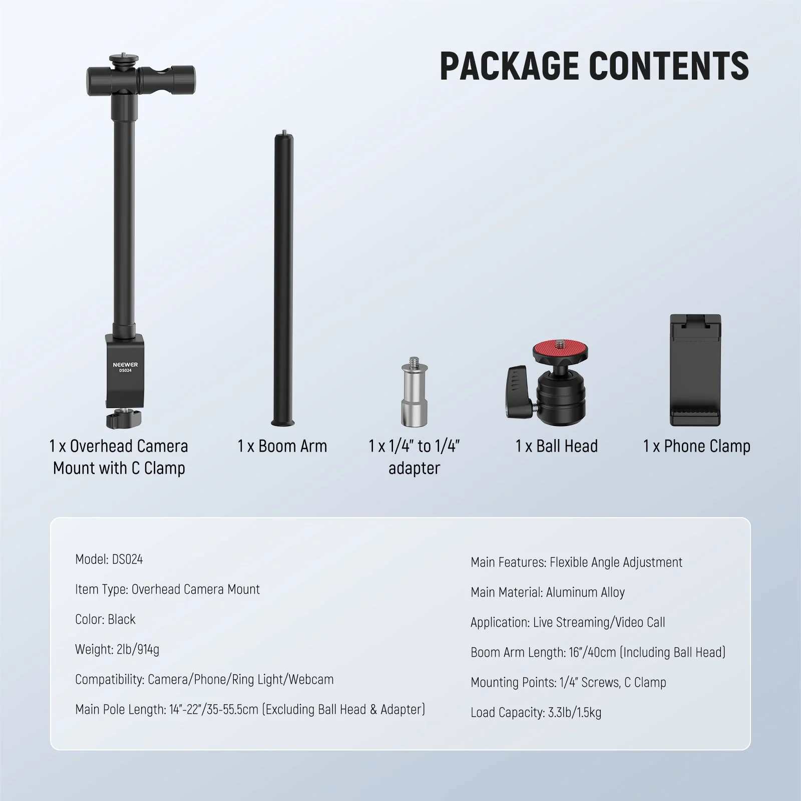 NEEWER DS024 Flexible Overhead Camera Table Stand - Image 8
