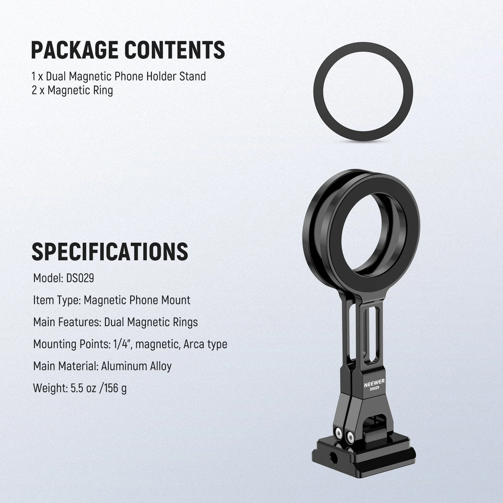 NEEWER DS029 Dual Magnetic Phone Holder Tripod Mount - Image 7