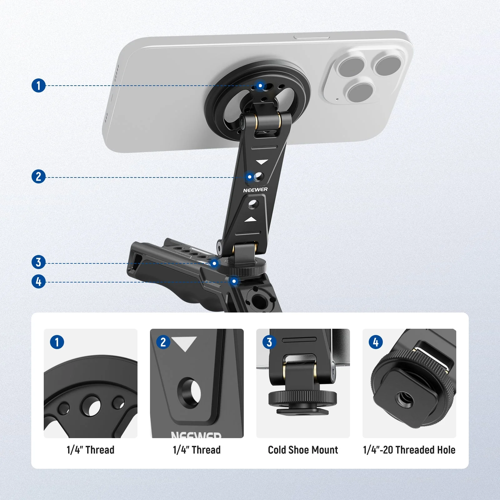 NEEWER DS031 Magnetic Phone Tripod Mount - Image 4