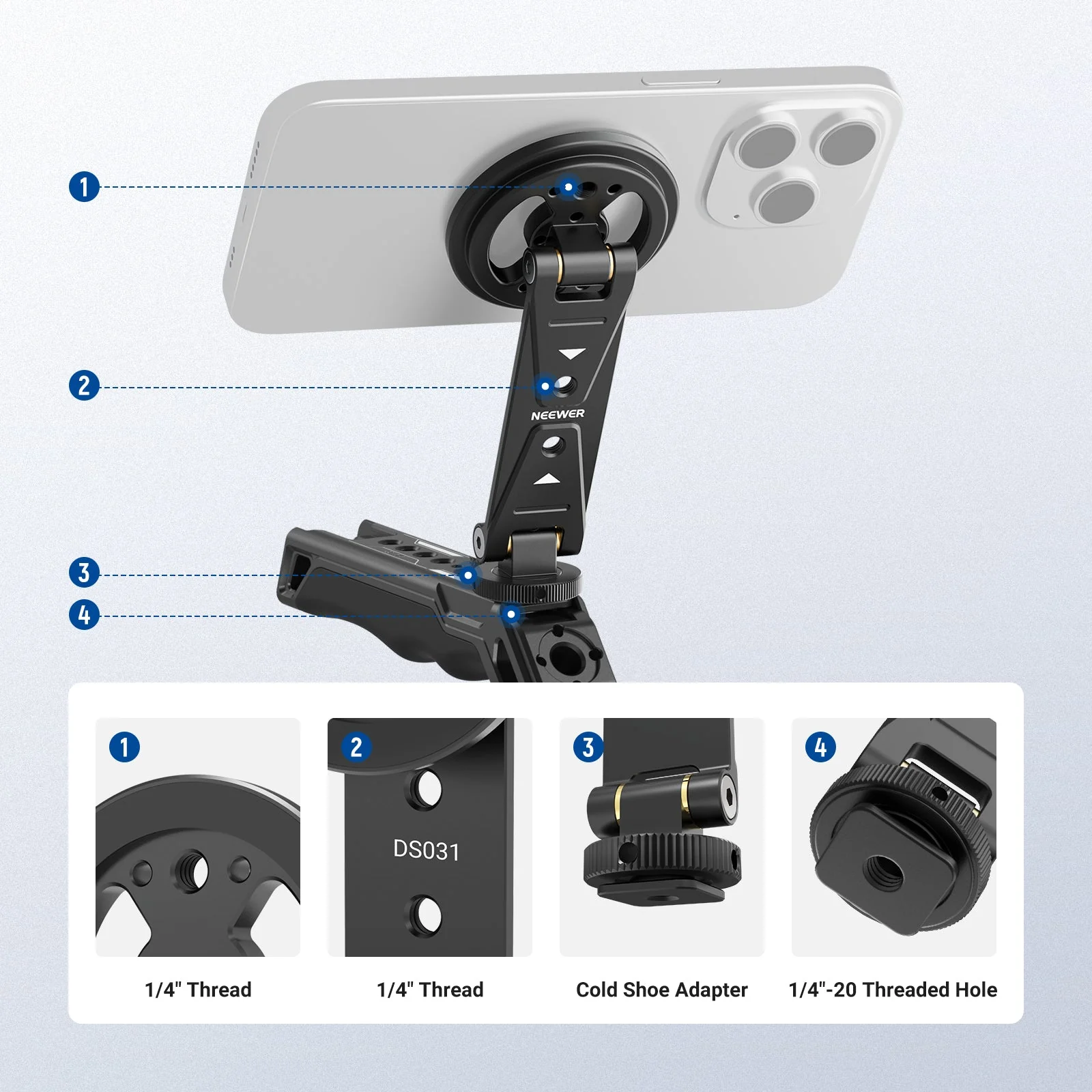NEEWER DS031 Magnetic Phone Tripod Mount - Image 4