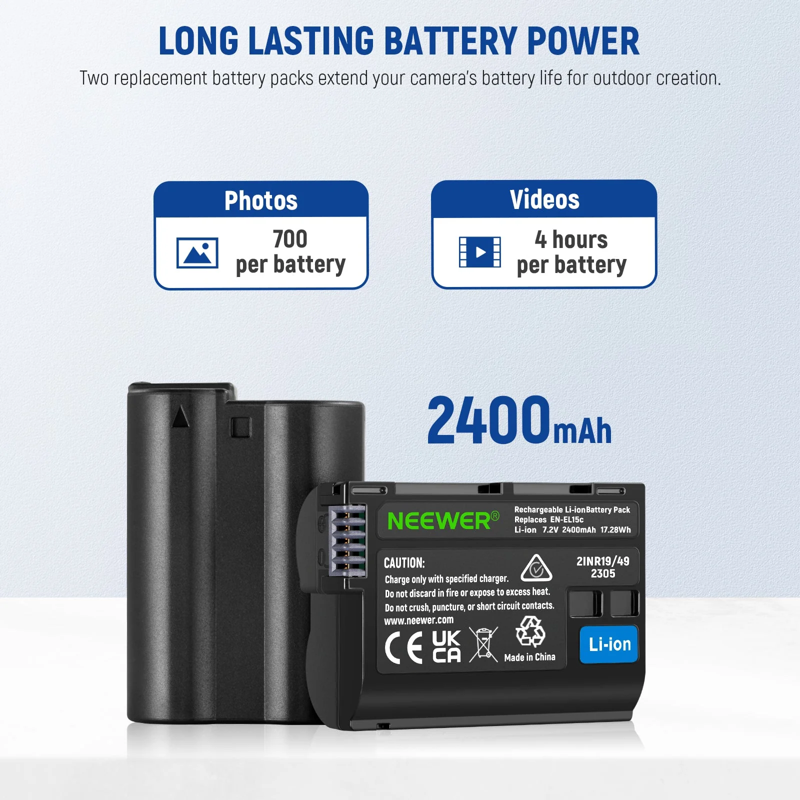 NEEWER EN-EL15c Replacement Battery and Charger Set for Nikon - Image 2