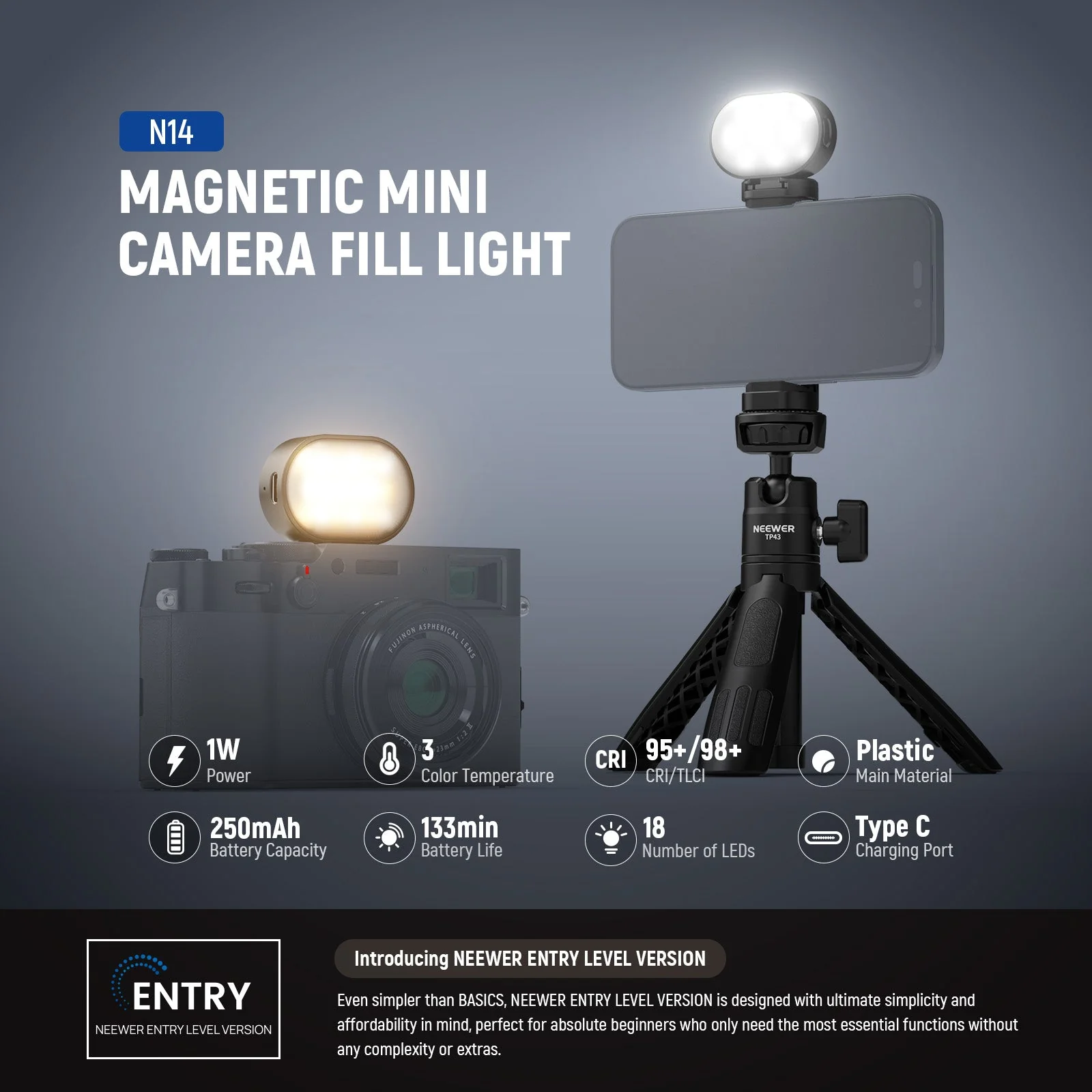 NEEWER ENTRY LEVEL VERSION N14 Magnetic Camera Auxiliary Light - Image 2