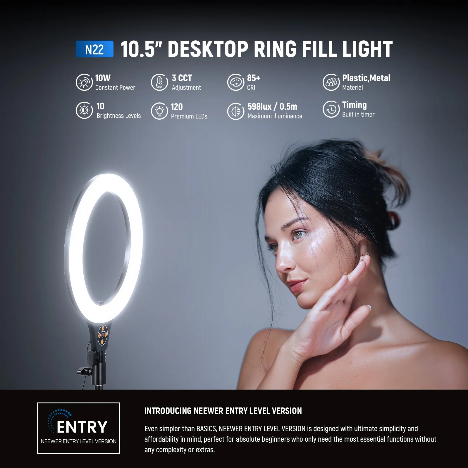 NEEWER ENTRY LEVEL VERSION N25/N22 Desk Ring Light Kit - Image 12