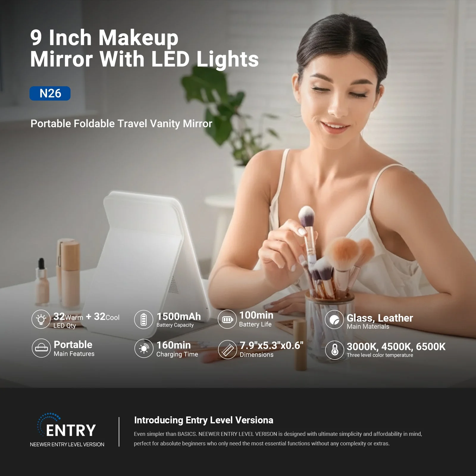 NEEWER ENTRY LEVEL VERSION N26/N27 Lighted Makeup Mirror - Image 13