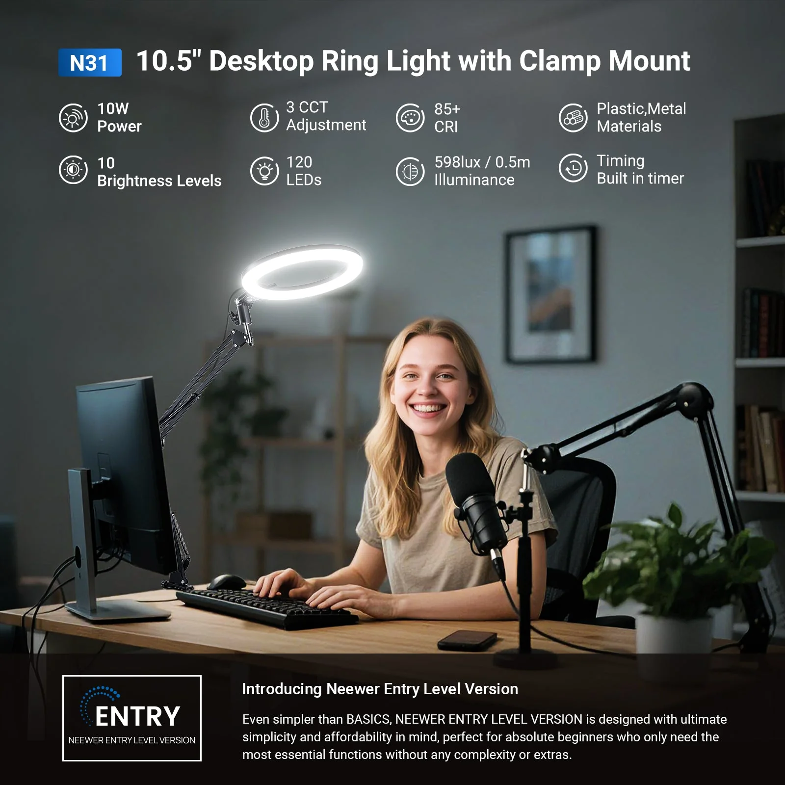 NEEWER ENTRY LEVEL VERSION N31 Desk Ring Light - Image 2