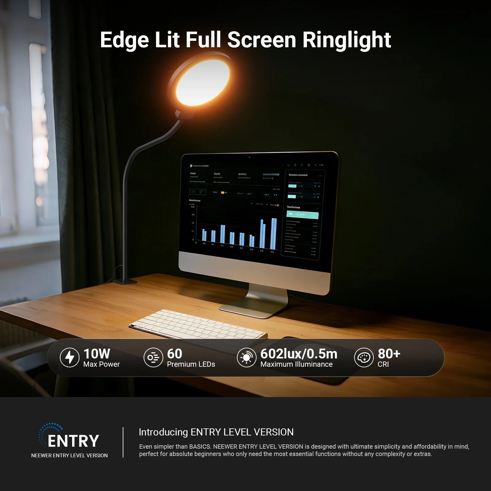 NEEWER ENTRY LEVEL VERSION N32 Edge Lit Full Screen Ring Light - Image 2