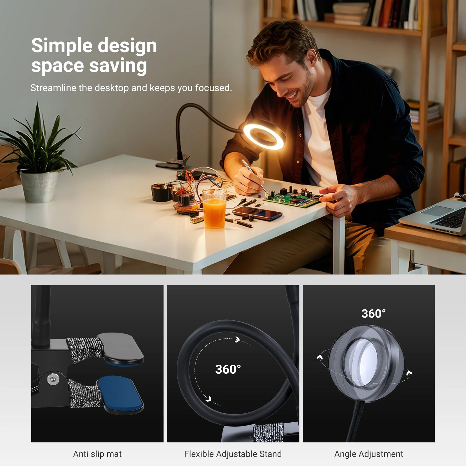 NEEWER ENTRY LEVEL VERSION N34 10X Magnifying Glass with Light & Stand - Image 5