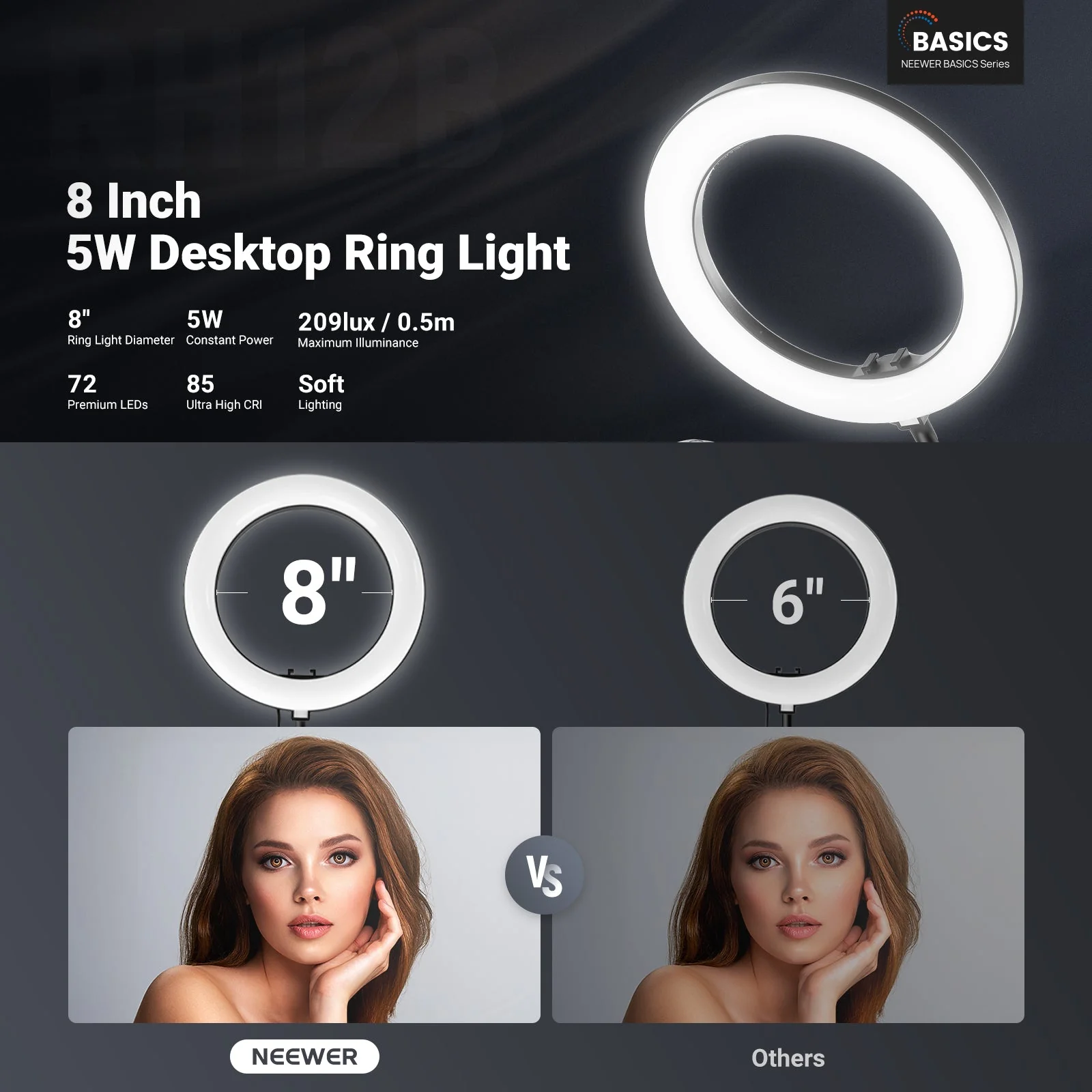 NEEWER ENTRY LEVEL VERSION N41 8" LED Ring Light Kit - Image 2