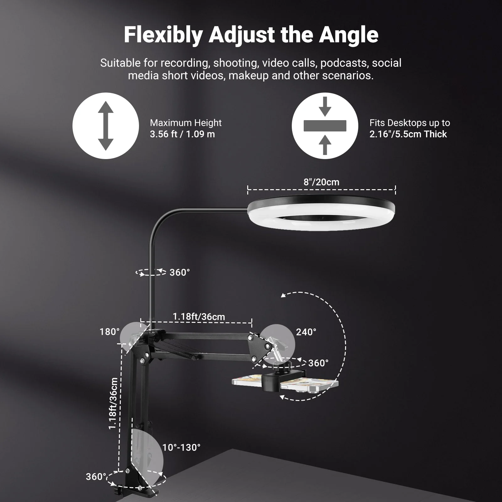 NEEWER ENTRY LEVEL VERSION N41 8" LED Ring Light Kit - Image 4