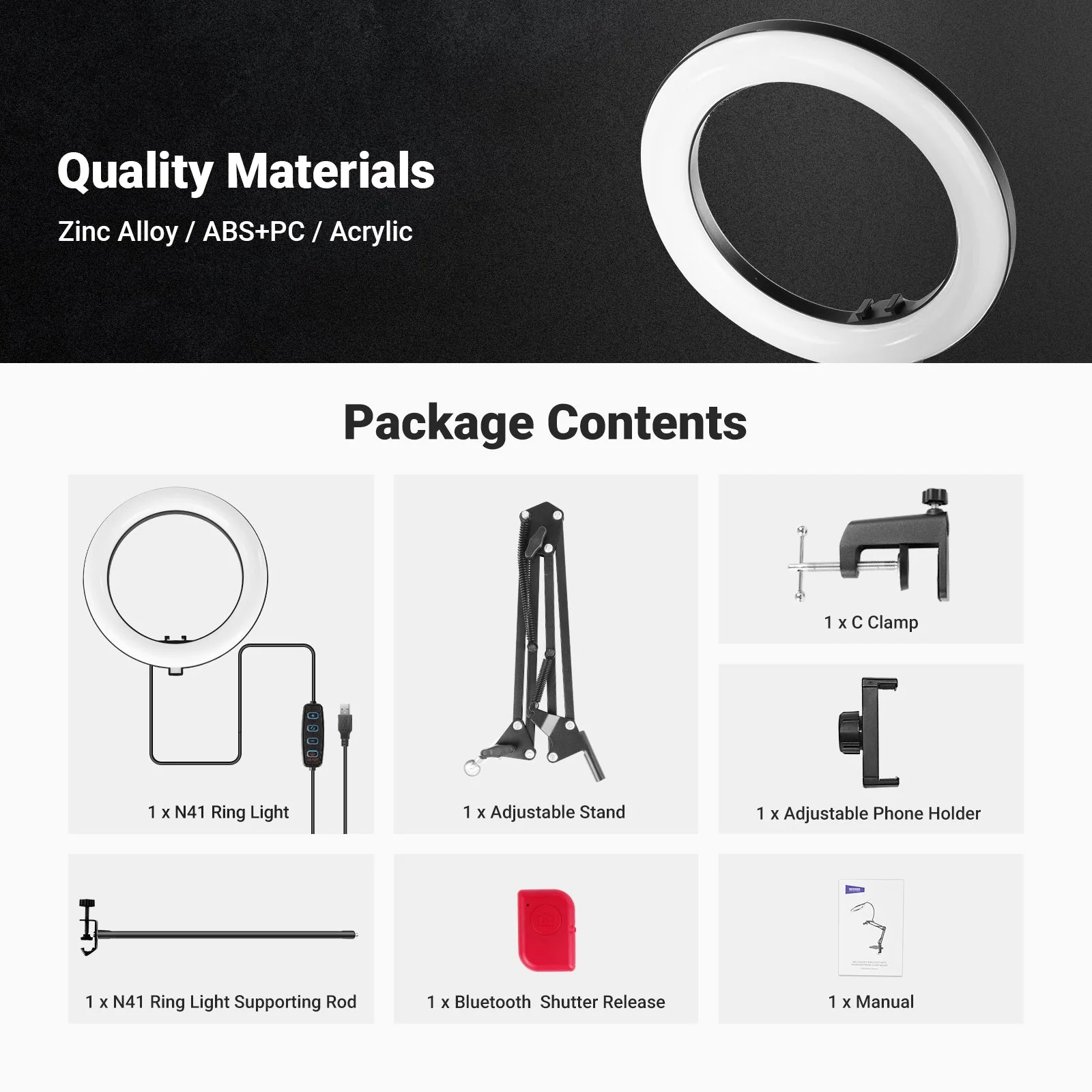 NEEWER ENTRY LEVEL VERSION N41 8" LED Ring Light Kit - Image 9