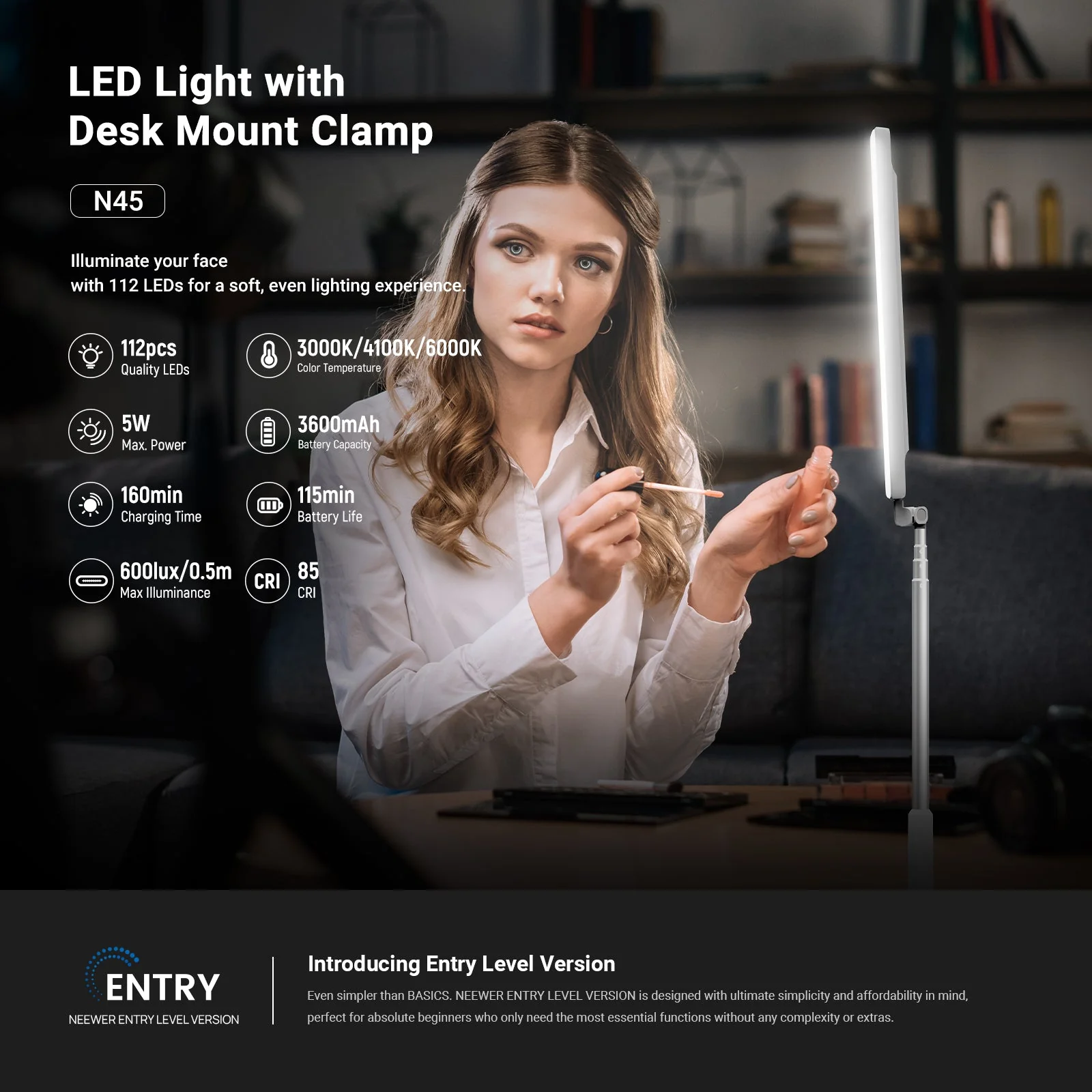 NEEWER ENTRY LEVEL VERSION N45 5W Desktop Overhead LED Light - Image 2