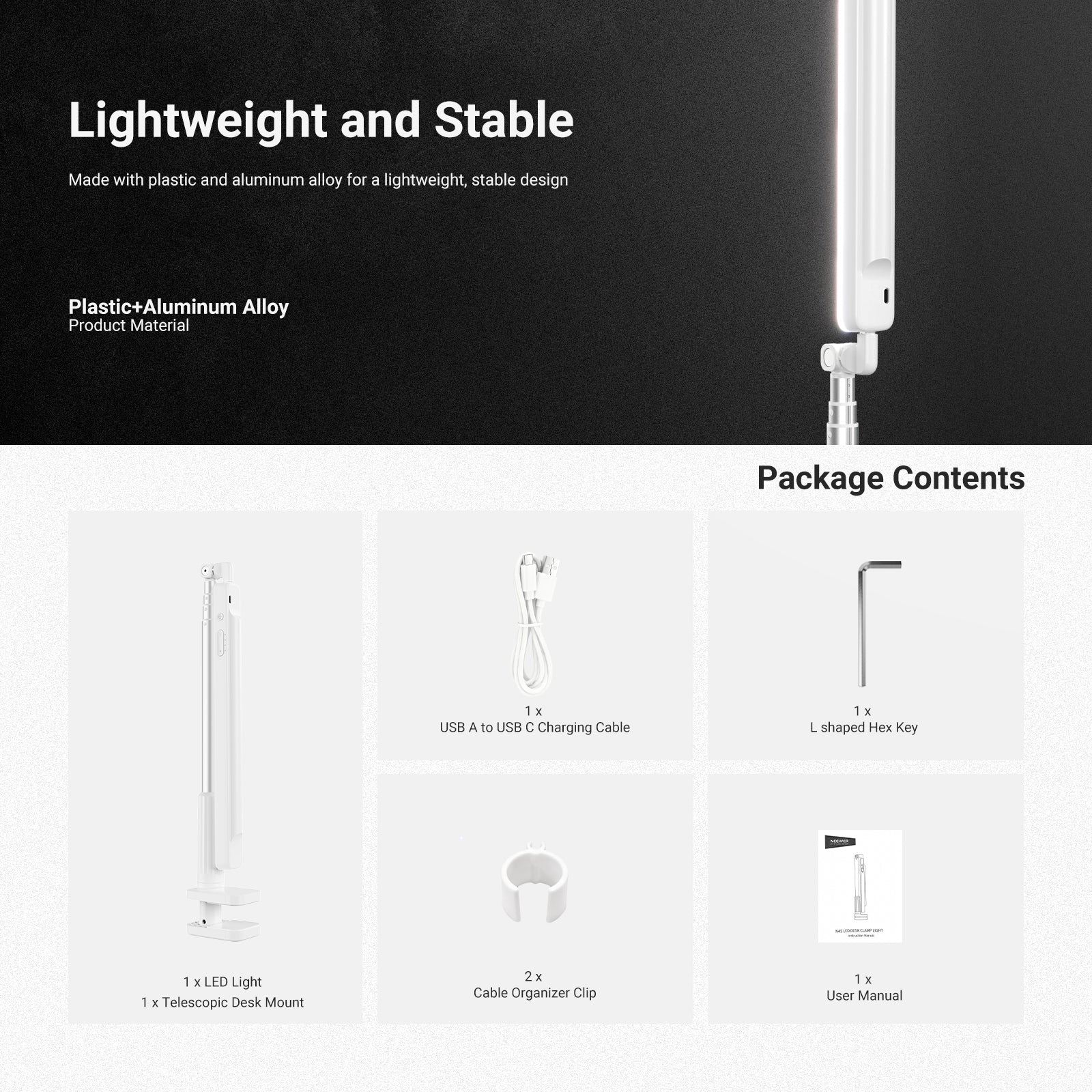 NEEWER ENTRY LEVEL VERSION N45 5W Desktop Overhead LED Light - Image 8