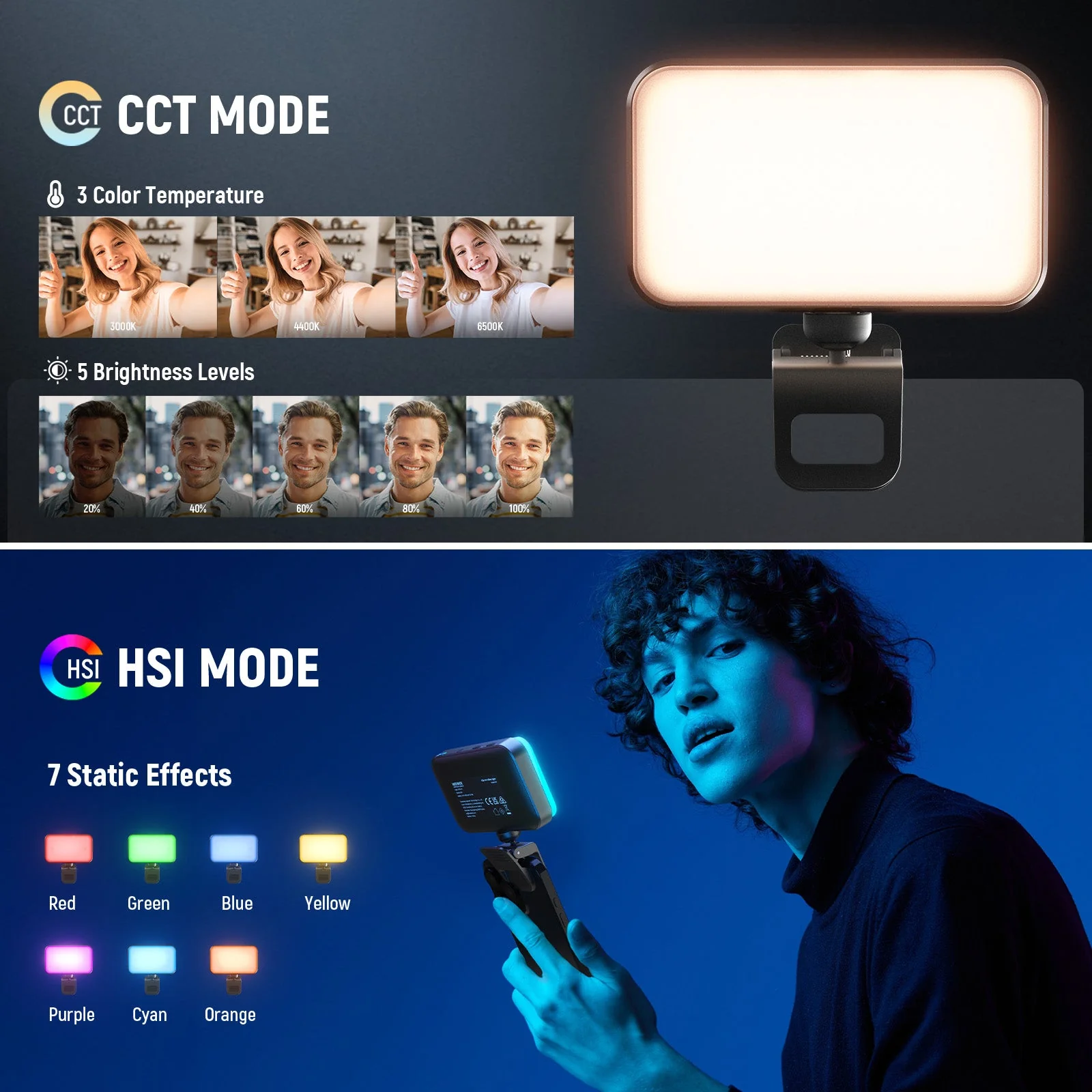NEEWER ENTRY LEVEL VERSION N6C Clip On LED RGB Selfie Light - Image 3