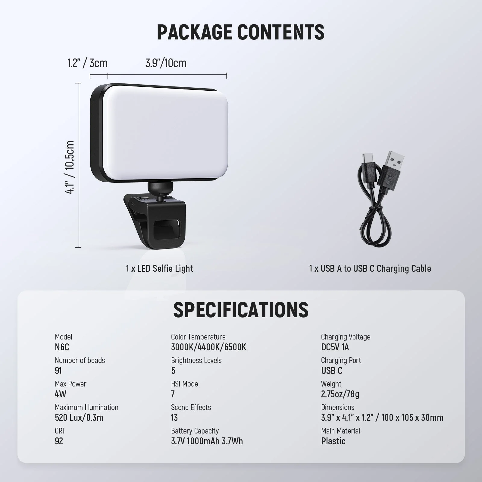 NEEWER ENTRY LEVEL VERSION N6C Clip On LED RGB Selfie Light - Image 9
