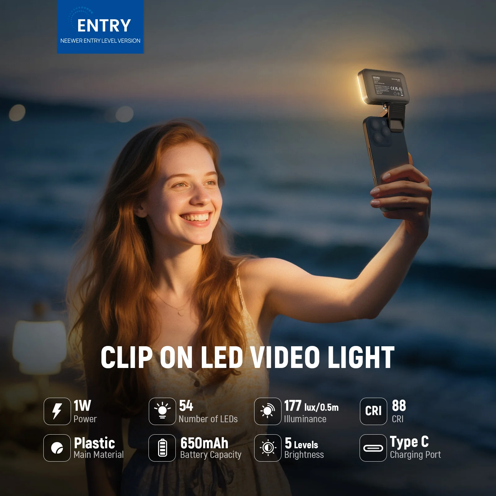 NEEWER Entry Level Version N8 Clip on LED Selfie Light - Image 11