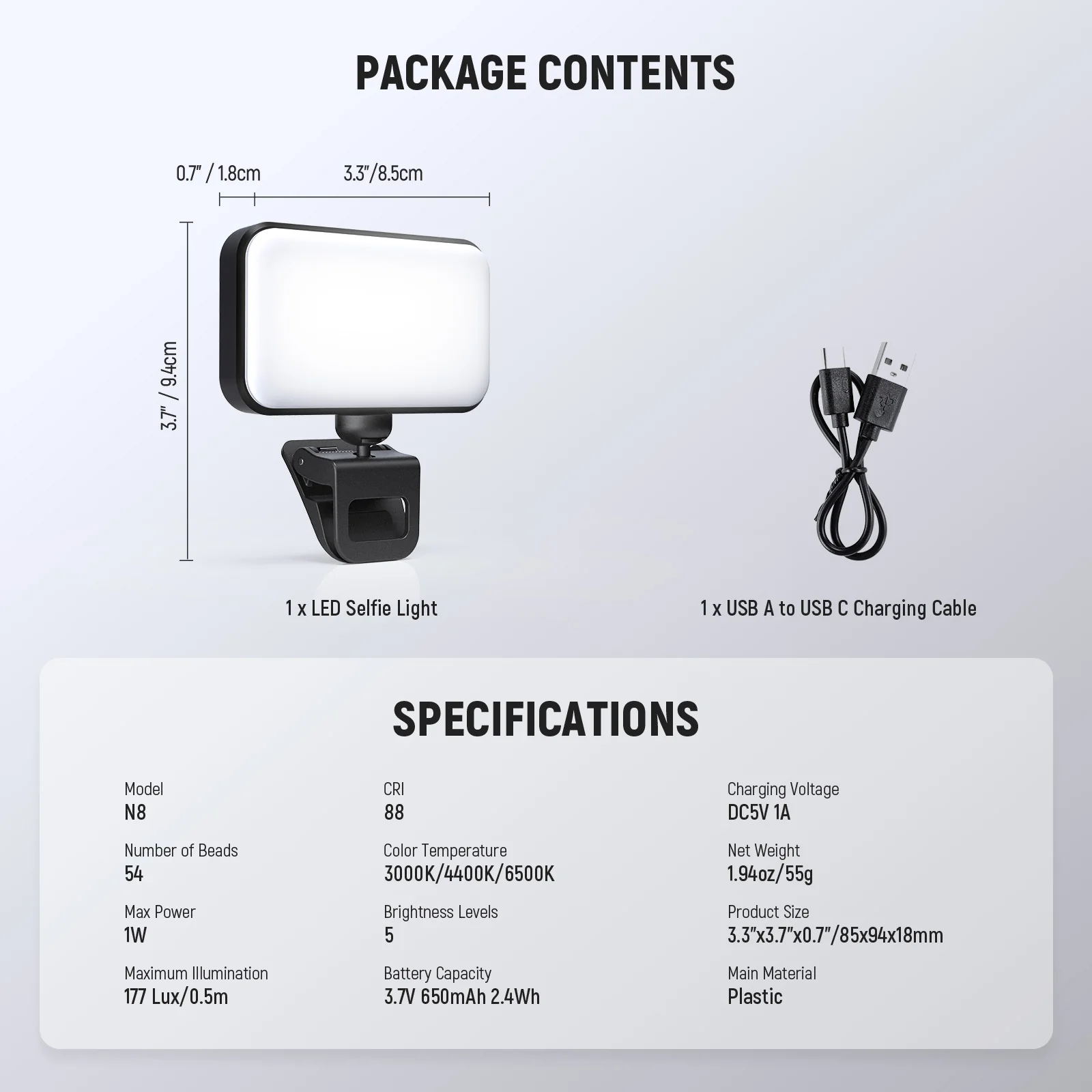 NEEWER Entry Level Version N8 Clip on LED Selfie Light - Image 16